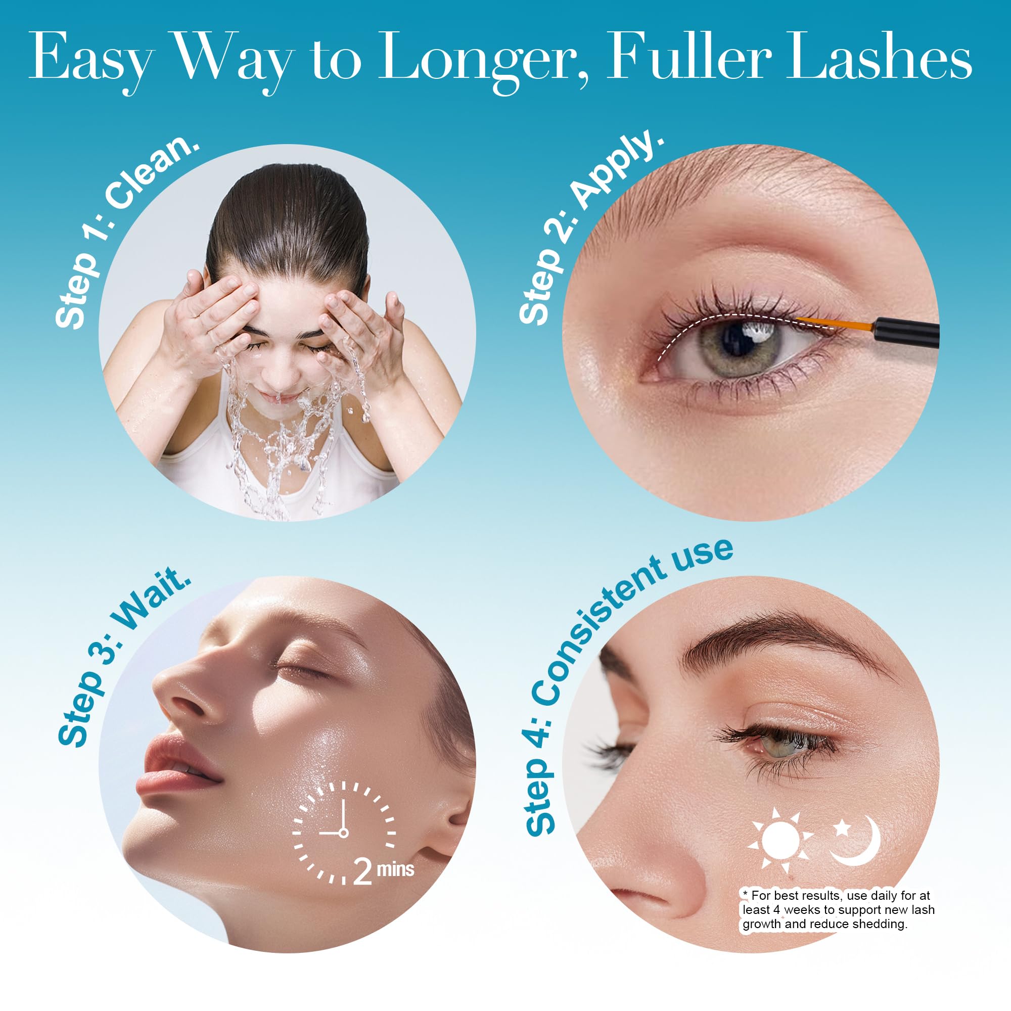 Natural Eyelash Growth Serum (0.17fl.oz/5ml) - Premium Lash Enhancer for Longer, Thicker, Fuller Lashes - Strengthens & Conditions - Safe Effective Formula with Visible Results in 2 Weeks - Perfect for Daily Use, Special Occasions & Lash Care Routine