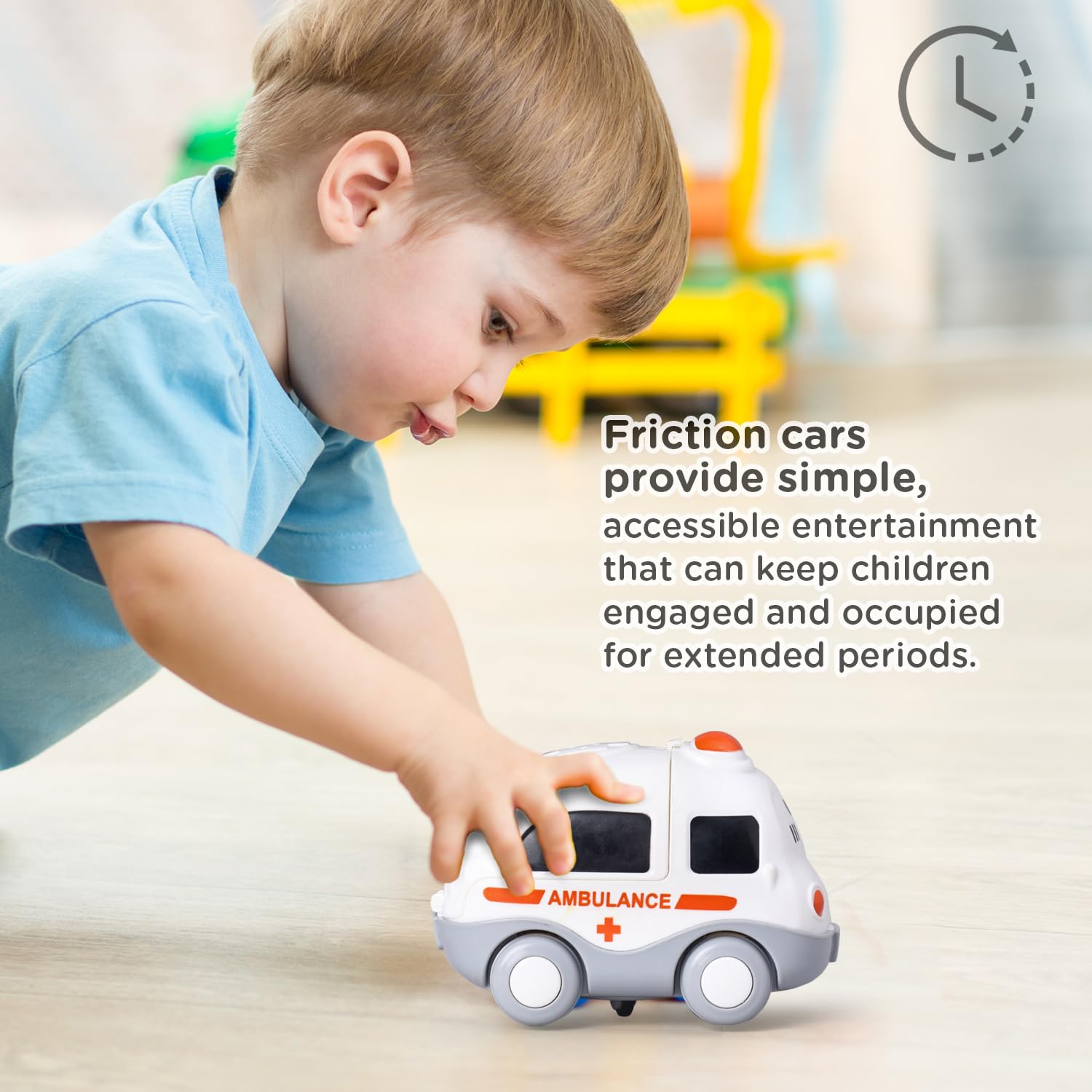 Premium Friction-Powered Ambulance Toy Car for Kids - BIS Certified Safe & Durable White Emergency Vehicle | Perfect for Imaginative Play, Role-Playing Games & Early Learning Development