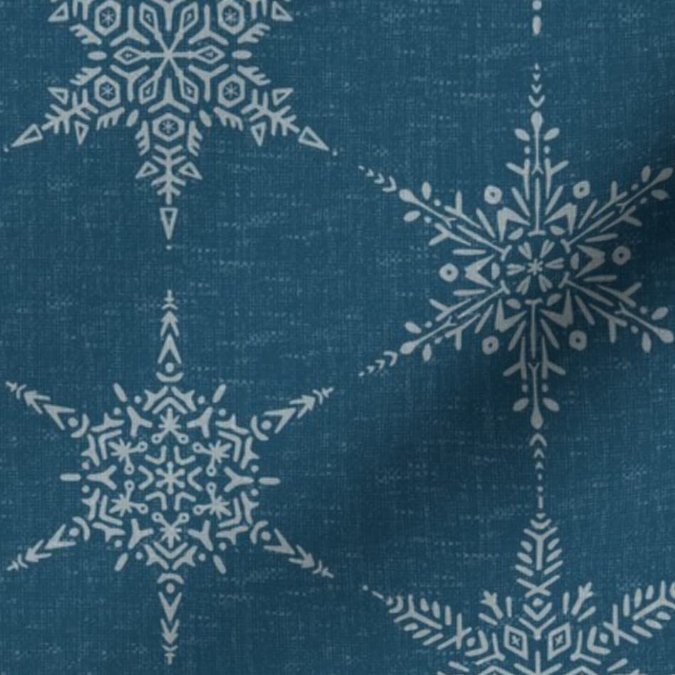 Snowflakes Ice Crystal Hexagon Printed Minky Fabric by The Yard - Soft Plush Fabric for Sewing Baby Blankets, Quilt Backing, DIY Crafts & Home Decor - Perfect for Winter Projects & Cozy Gifts