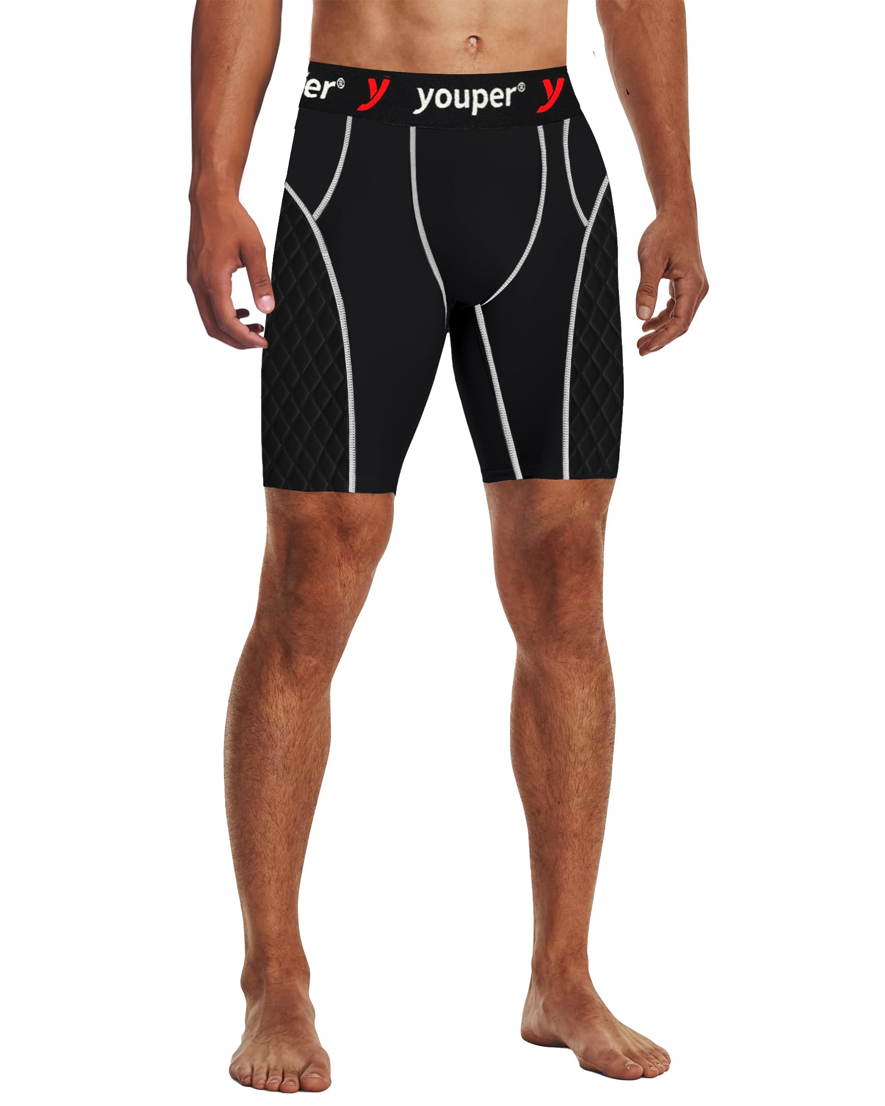 Youper Adult Elite Padded Sliding Shorts with Cup Pocket - Men's Protective Baseball & Football Slider Shorts for Sports Training, Games & Outdoor Activities
