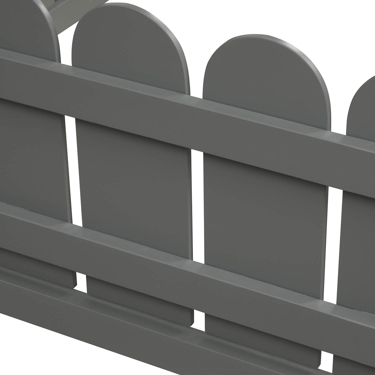 **Kids Twin Size Wood Floor Bed - House Shape Bed Frame with Roof & Fence - Cabin/Tent Bed for Children & Teens (Gray) - Perfect for Playrooms, Bedrooms & Montessori Spaces**