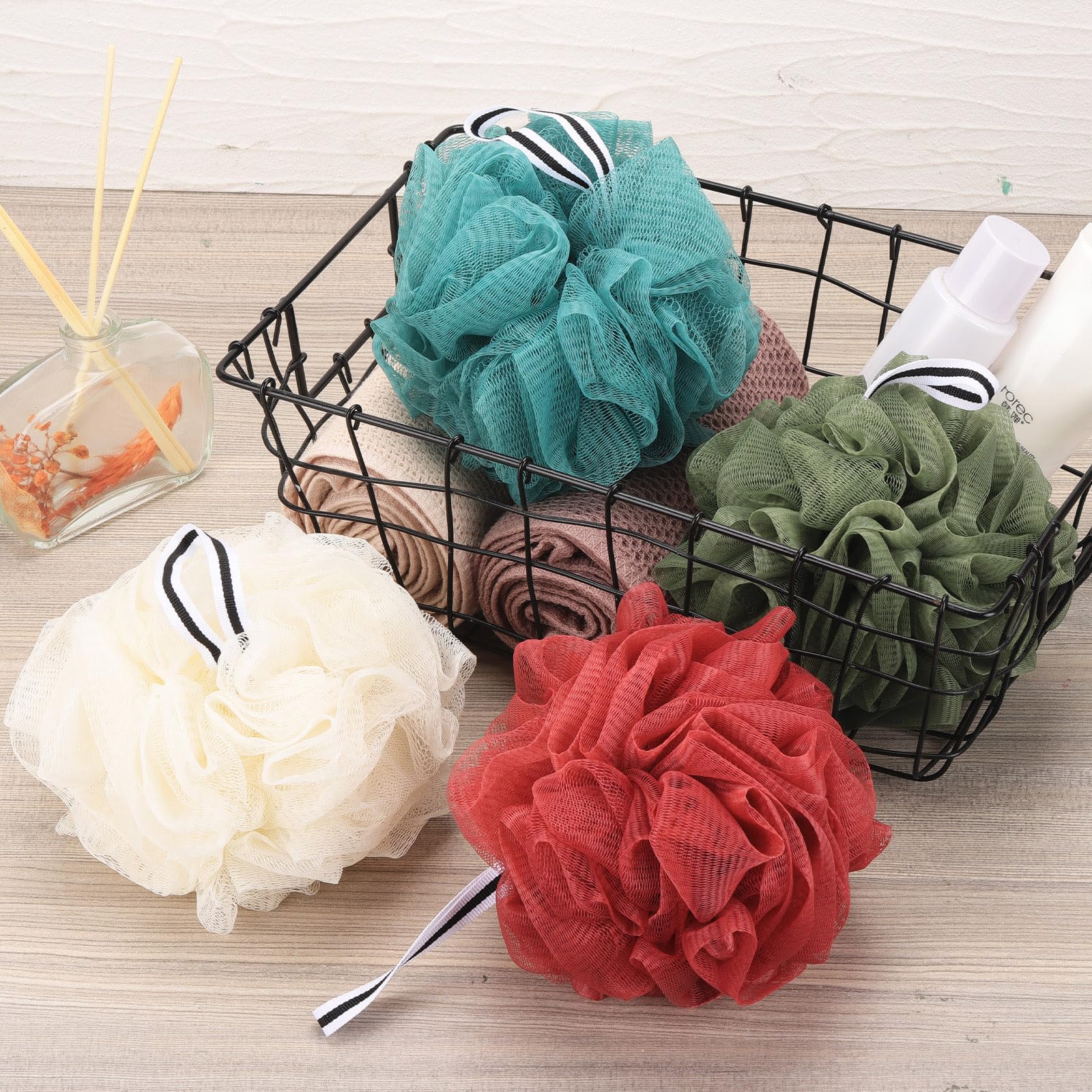 4 Pack Bath Sponge - Premium Mesh Loofah Pouf Body Scrubber & Exfoliator (50g Each) for Shower, Spa & Gentle Skin Care