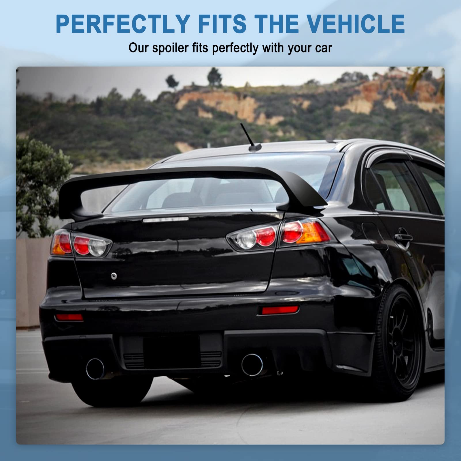 ABS Rear Trunk Lip Spoiler for 2008-2017 Mitsubishi Lancer EVO X - Matte Black Boot Wing Spoiler - Enhances Aerodynamics & Sporty Look for Street Racing & Car Shows