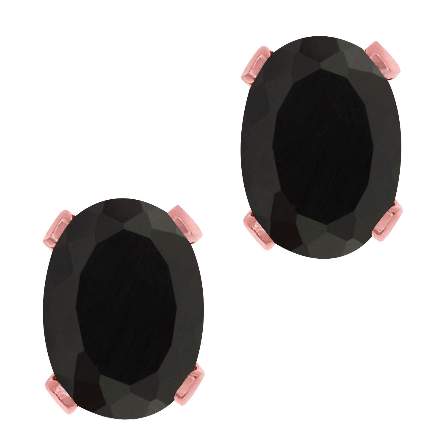 1.40 Ct Oval Black Onyx Stud Earrings for Women & Men - 7x5mm Brass with Rose Gold Plating | Gem Stone King | Perfect for Casual Wear, Parties & Gifts