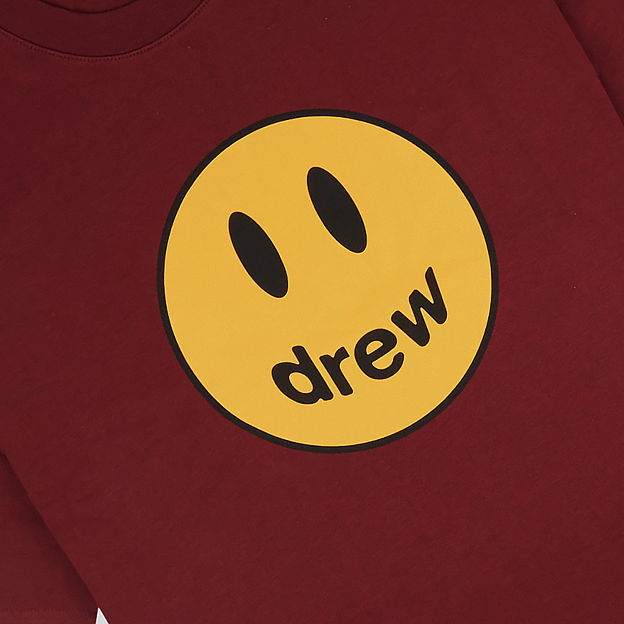 Drew House Mascot Graphic T-Shirt - Burgundy Red Cotton Tee for Men & Women | Casual Streetwear for Everyday Wear