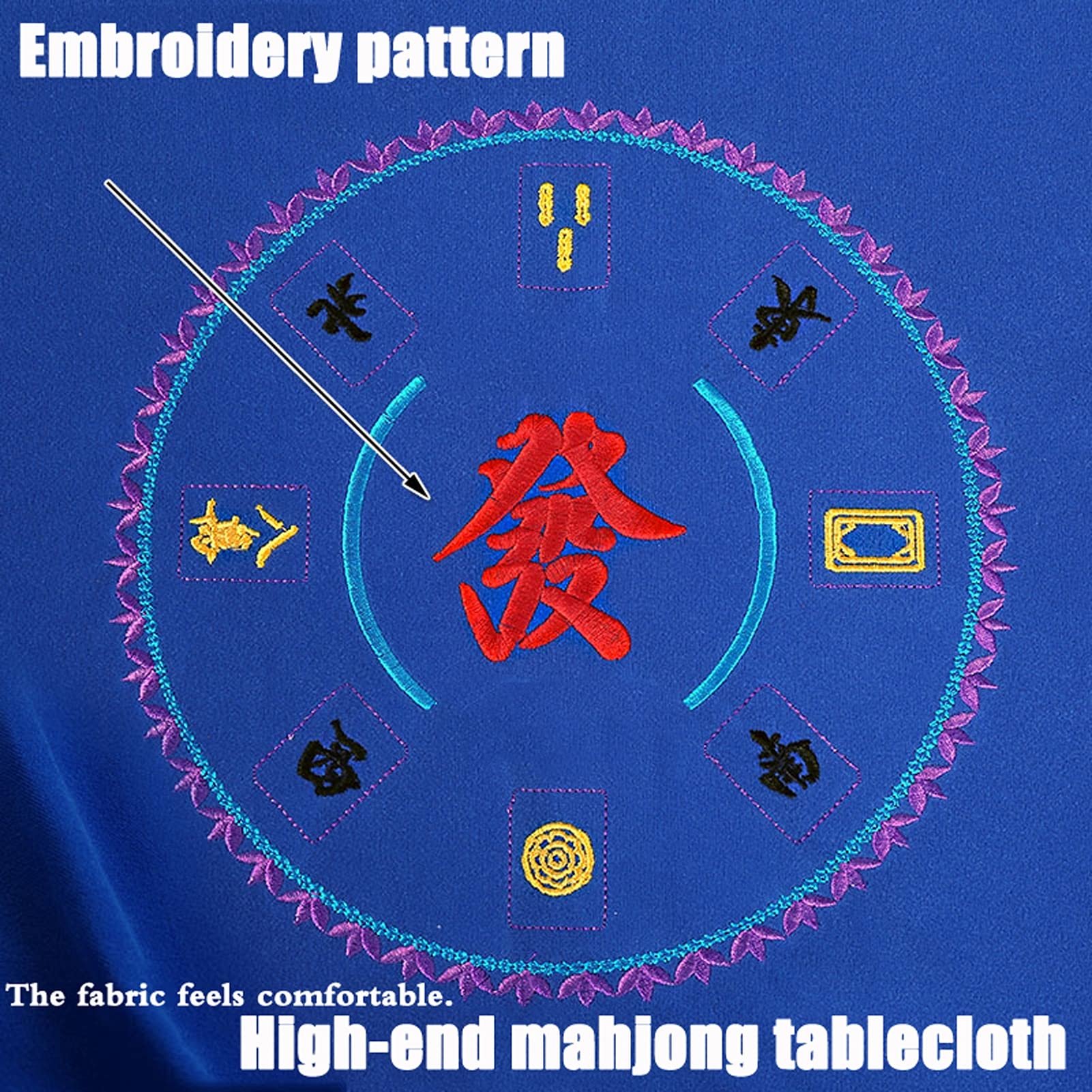 Non-Slip Mahjong Mat - 100x100cm Blue Table Cover for Poker, Card Games, Board Games, Dominoes & Tile Games - Noise Reducing Table Protector for Game Nights & Family Gatherings