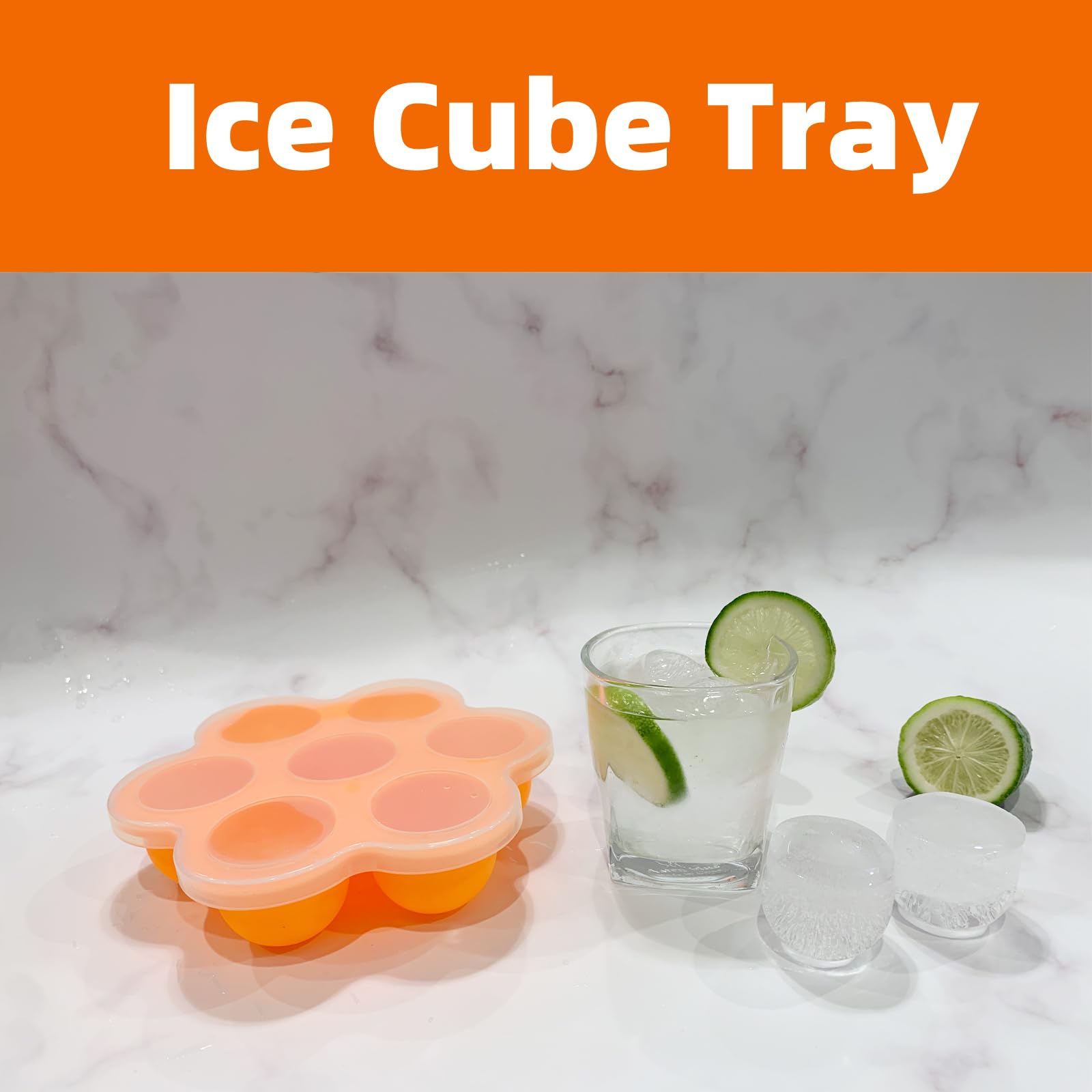 **7-Cavity Silicone Popsicle Molds with Lid - Non-Stick Ice Pop & Baby Food Storage Containers, Reusable Ice Cube Trays & Cake Molds (Orange) - Perfect for Homemade Treats, Kids Snacks & Party Desserts**