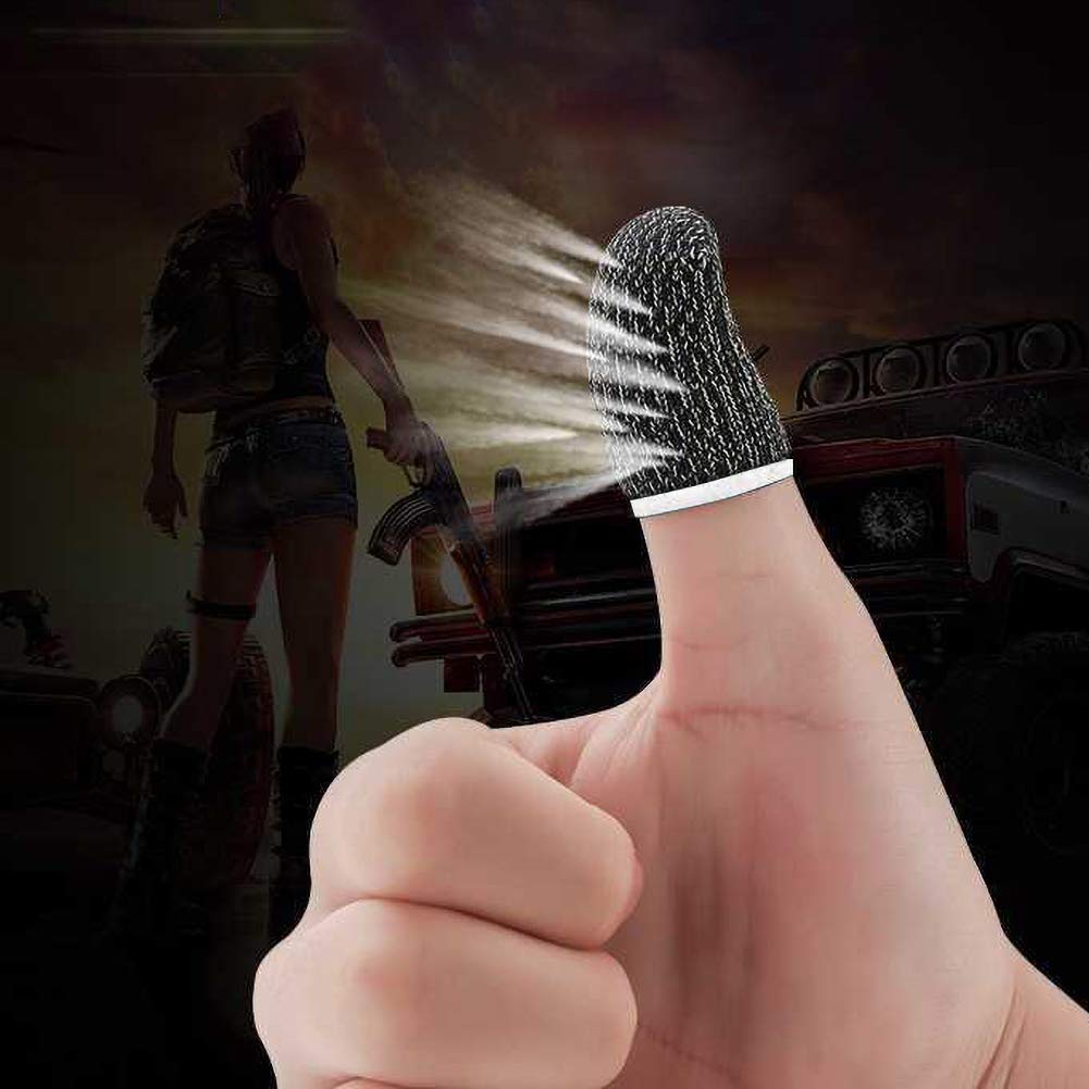 10 Pack Anti-Sweat Gaming Finger Sleeves - Breathable Magnetic Touch Screen Gloves for Mobile Games - Lightweight Pro Thumb Sleeves (Black) | Perfect for PUBG, Call of Duty & Fortnite Players