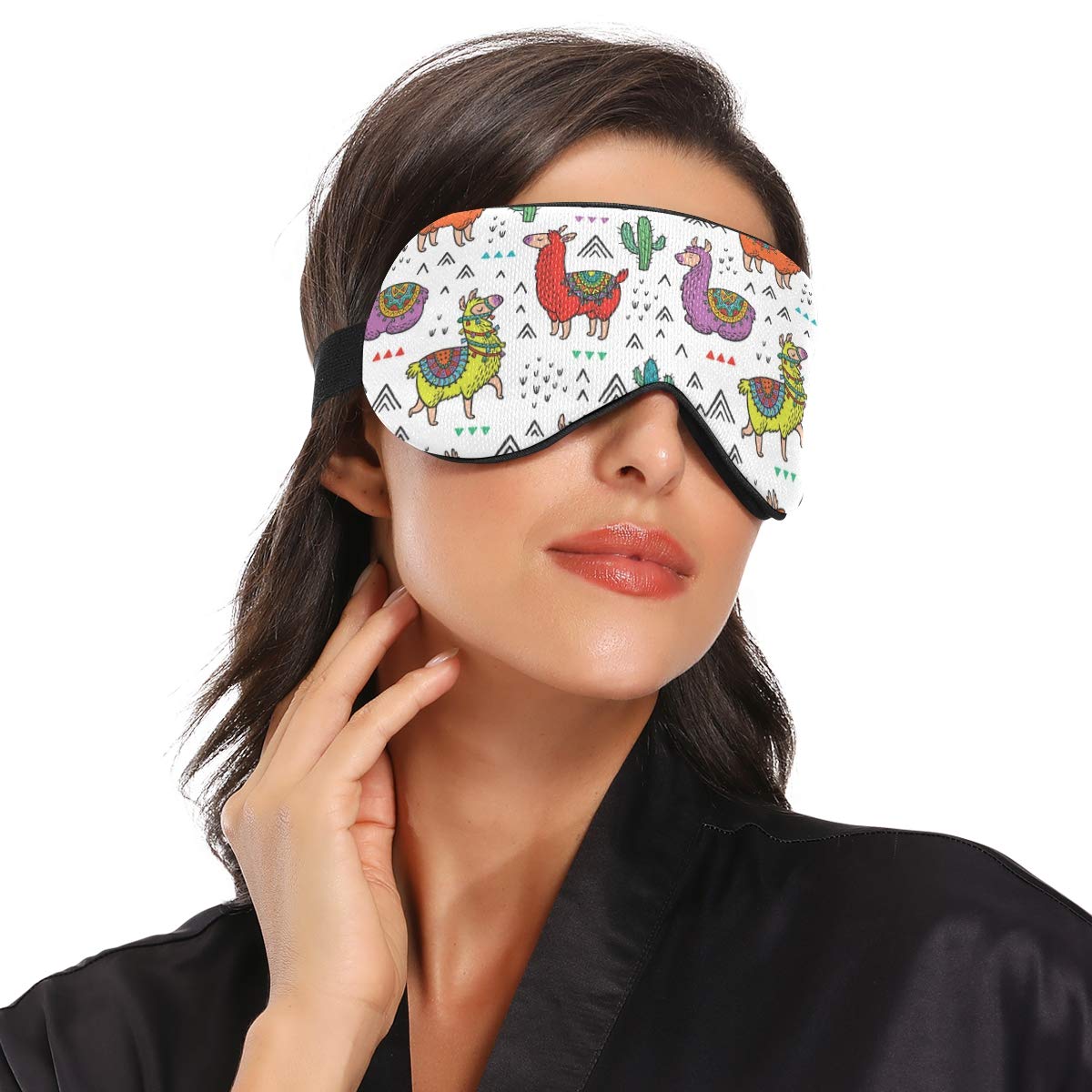 Funny Llama Cactus Sleep Mask for Women & Men - Blackout Cooling Eye Mask for Better Sleep