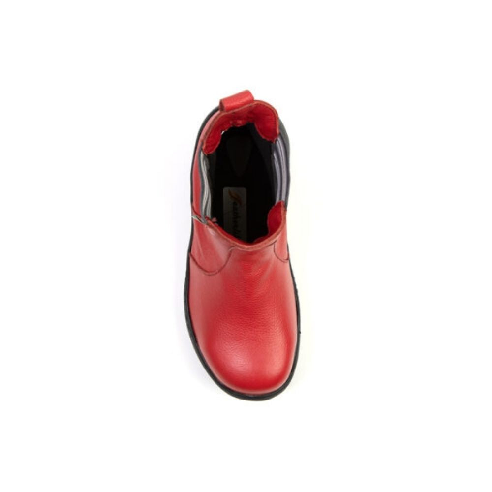 Feather Paris Women's Slip On Steel Toe Safety Boots - Red (140552) | Comfortable & Durable Work Shoes for Construction, Warehouse & Industrial Safety