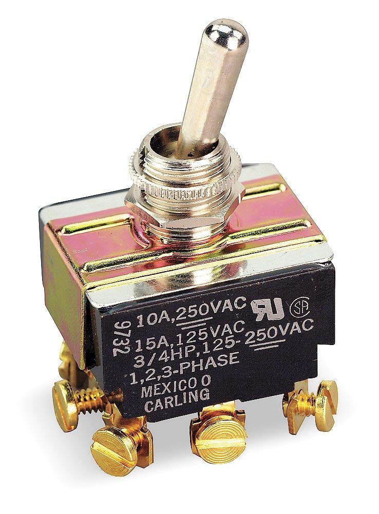 Carling Technologies HM254-73 Toggle Switch - 9 Connections, On/Off/On Function - Durable Electrical Switch for Automotive, Marine & Industrial Equipment (Pack of 2)