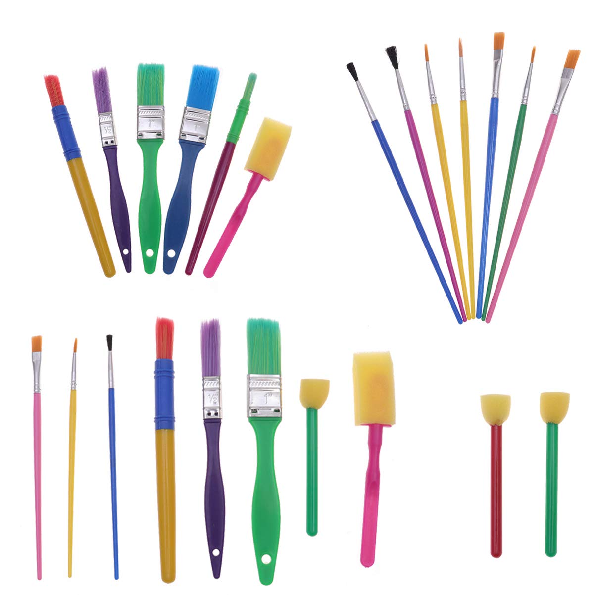 30PCS Kids Paint Brushes Set - Synthetic Artist Sponges & Watercolor Brushes for Toddlers - Washable Oil & Acrylic Paint Brushes for Children's Art Projects - Perfect for Classroom, Home DIY & Craft Activities