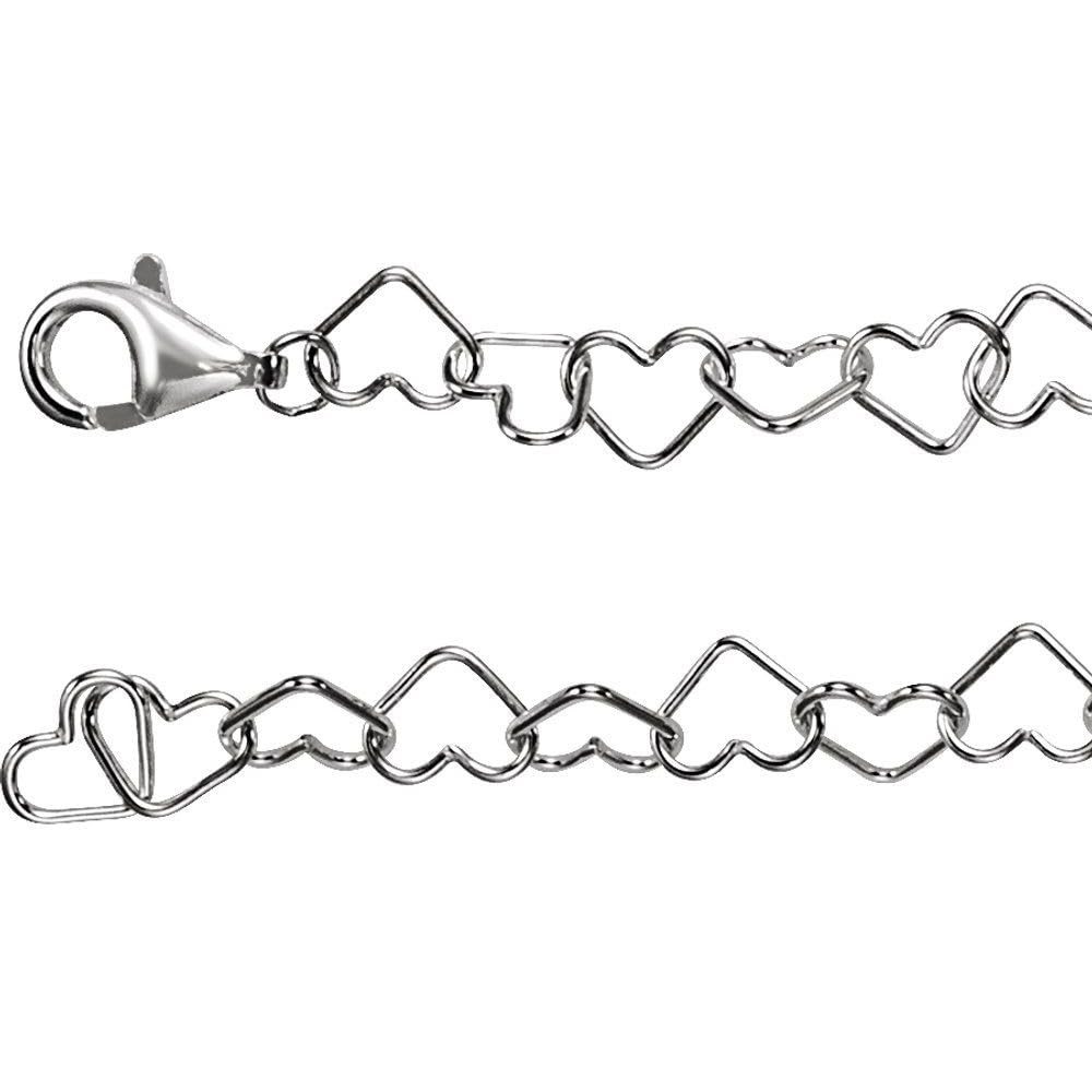 Sterling Silver Heart Link Chain Bracelet for Women - Dainty & Elegant Fine Jewelry Gift for Her, 7.25