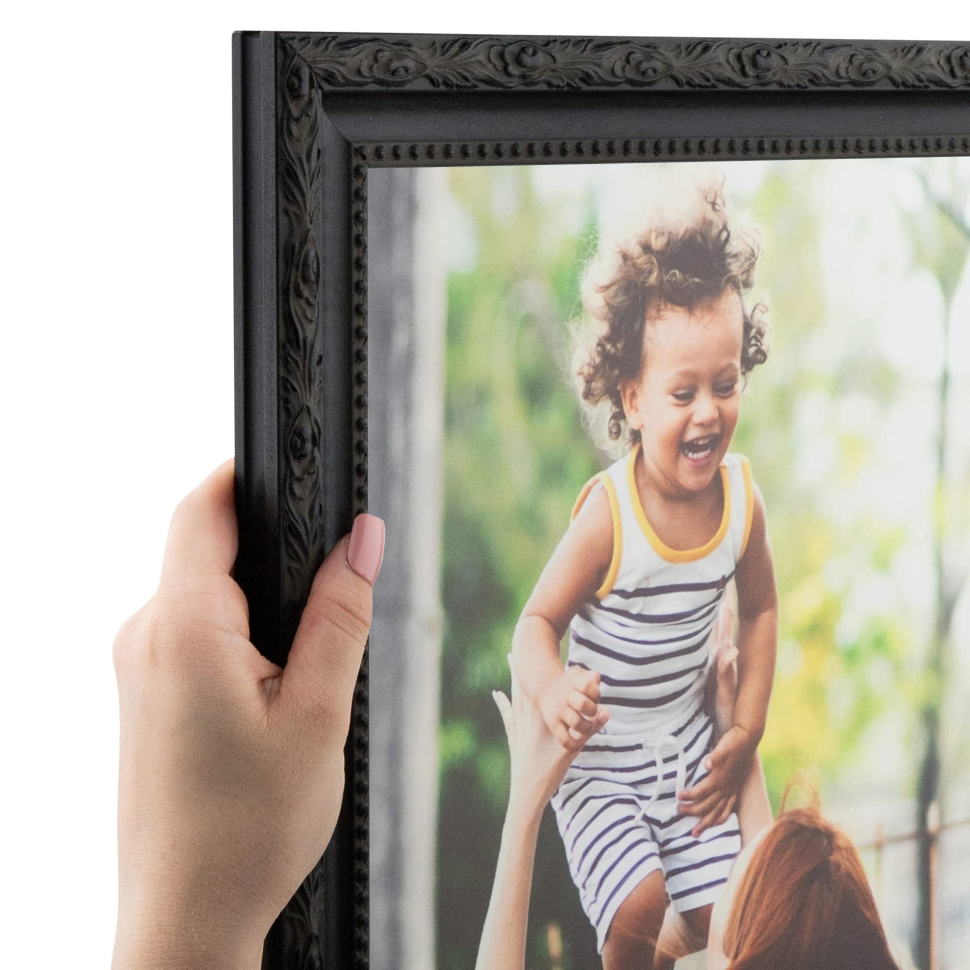 ArtToFrames 5x25 Black Picture Frame with Engraved Edges - 1.5