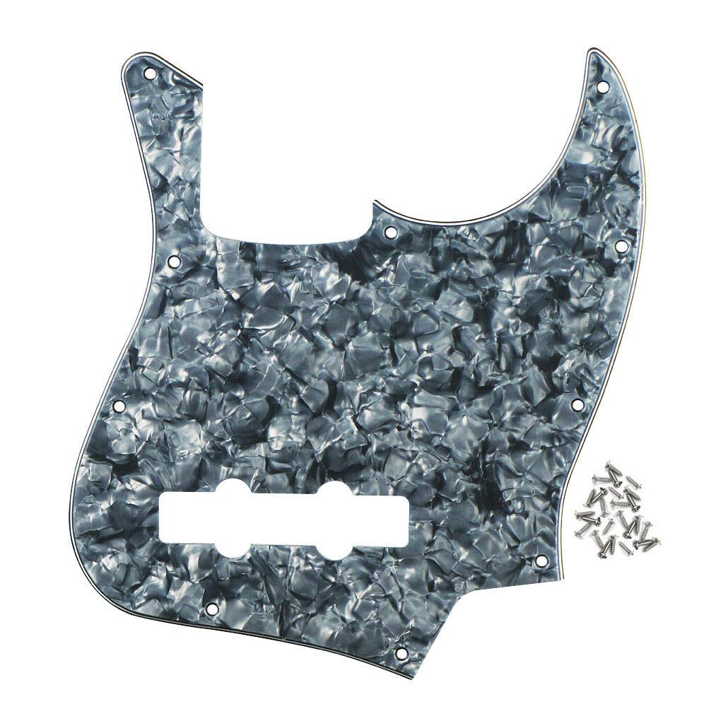 J Bass Pickguard 10-Hole Scratch Plate for Standard 4-String Jazz Bass Guitar - Grey Pearl 4-Ply | Replacement Part for Fender Jazz Bass | Perfect for DIY Guitar Repair & Customization