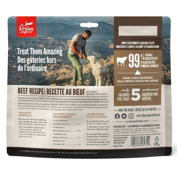 Orijen Freeze-Dried Beef Dog Treats - High Protein, Grain-Free, Natural Training & Rewards for All Breeds - Perfect for Training, Travel & Outdoor Adventures