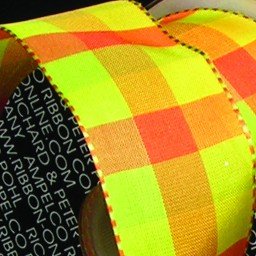 The Ribbon People Orange and Green Gingham Woven Taffeta Wired Craft Ribbon - 1.5 Inch x 27 Yards for Gift Wrapping, DIY Crafts, Floral Arrangements and Home Decor