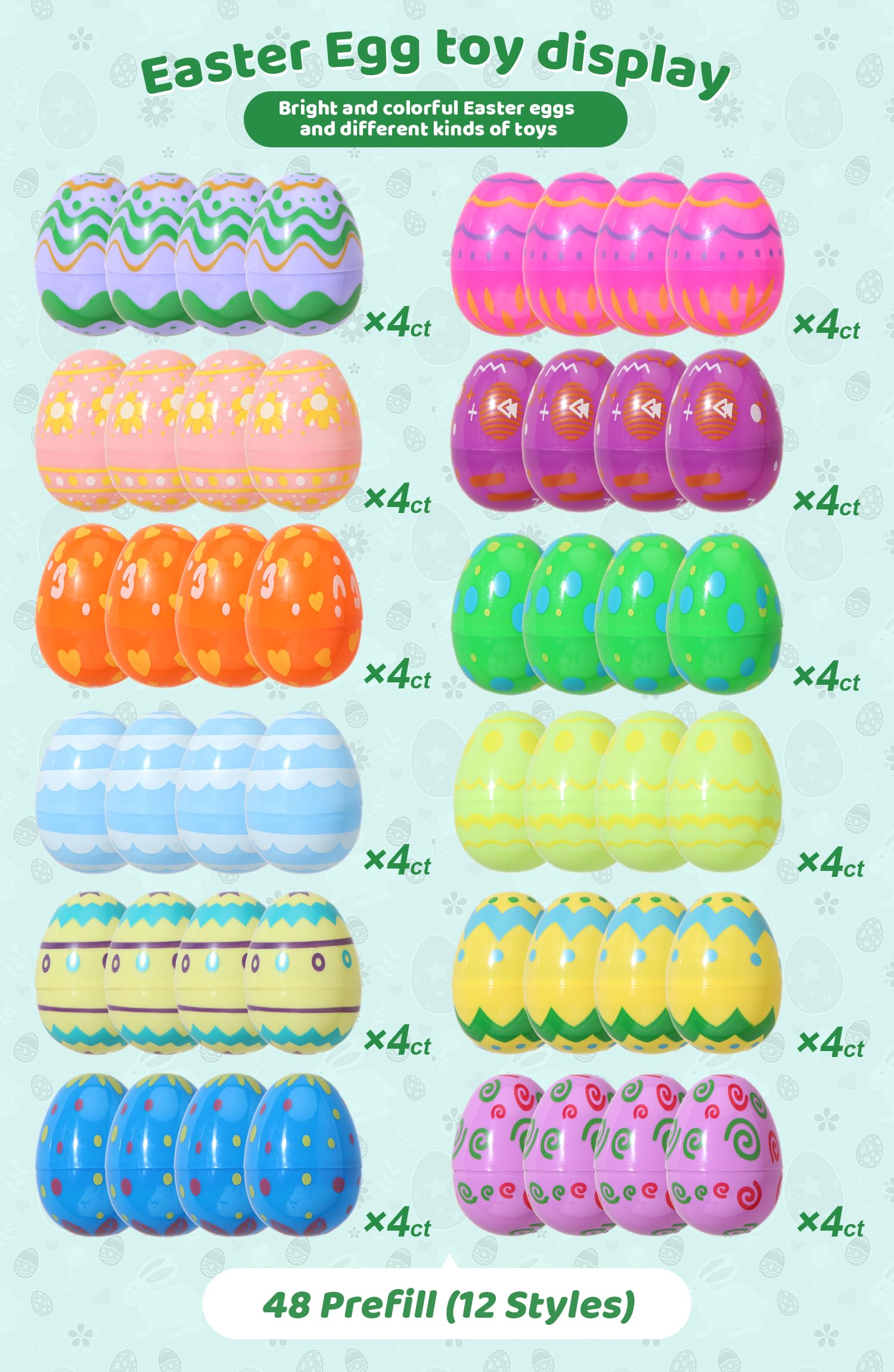 48 Pack Prefilled Easter Eggs with Assorted Toys Inside - Bulk Easter Basket Stuffers with Fidget Toys, Keychains & Party Favors for Kids - Perfect for Easter Egg Hunts, Classroom Prizes & Toddler Gifts