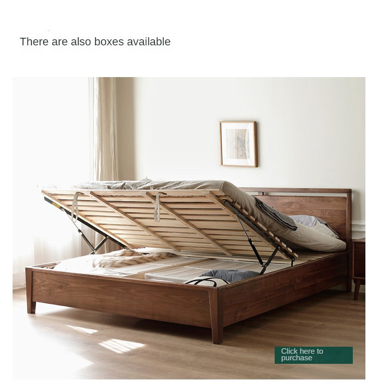 Premium Black Walnut Solid Wood Bed Frame - Queen Size, Natural Wood Grain, Sturdy & Durable - Perfect for Master Bedroom, Guest Room & Modern Farmhouse Decor