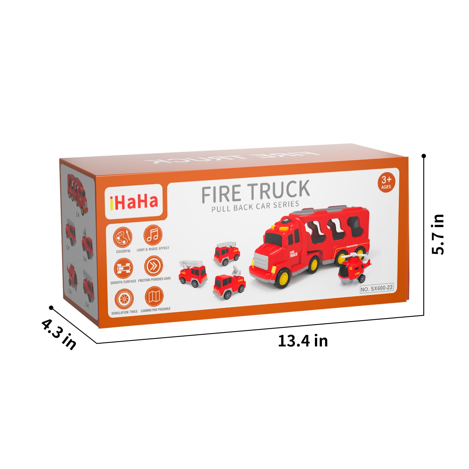 5-in-1 Fire Truck Toy Set with Lights & Sounds - Friction Powered Rescue Vehicles for Kids Ages 3-6 | Perfect Birthday Gift for Toddler Boys | Pretend Play, Emergency Role Play & Early Learning Toys