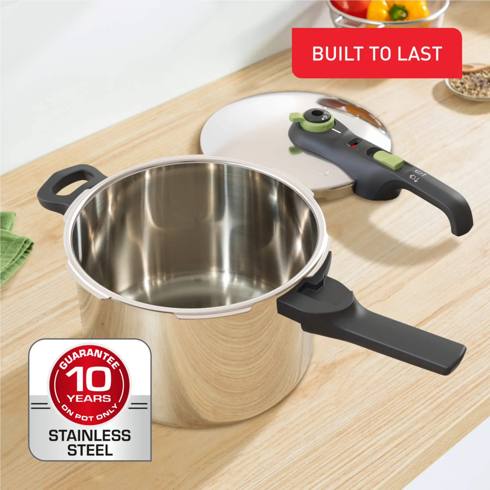 Tefal Secure Trendy 6L Stainless Steel Induction Pressure Cooker - Fast & Safe Cooking for Soups, Stews & Meals | Perfect for Home Chefs & Busy Families