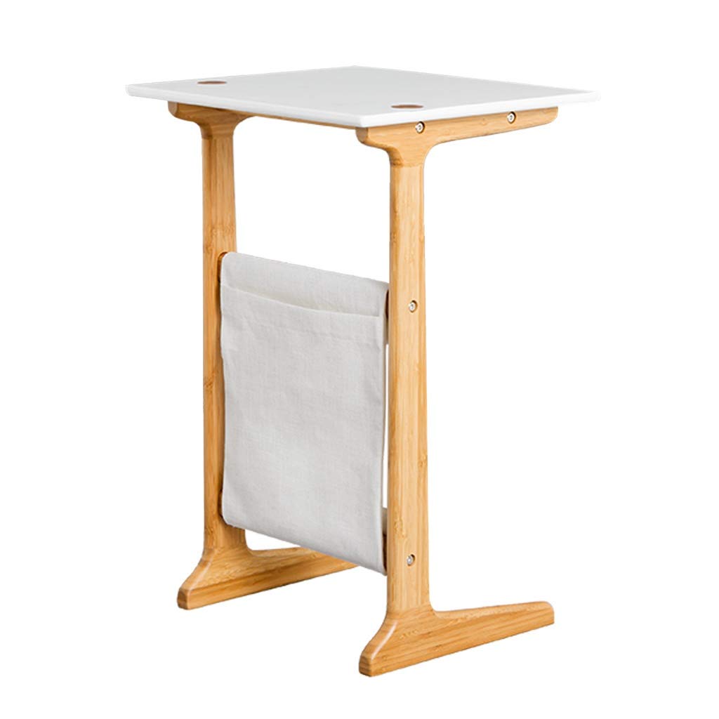 Modern Minimalist Mobile Side Table with Storage Pocket - Portable Snack Table, Bedside Table, Laptop Stand for Living Room, Sofa, Home Office - Perfect for Small Spaces, TV Snacking & Workspace Organization