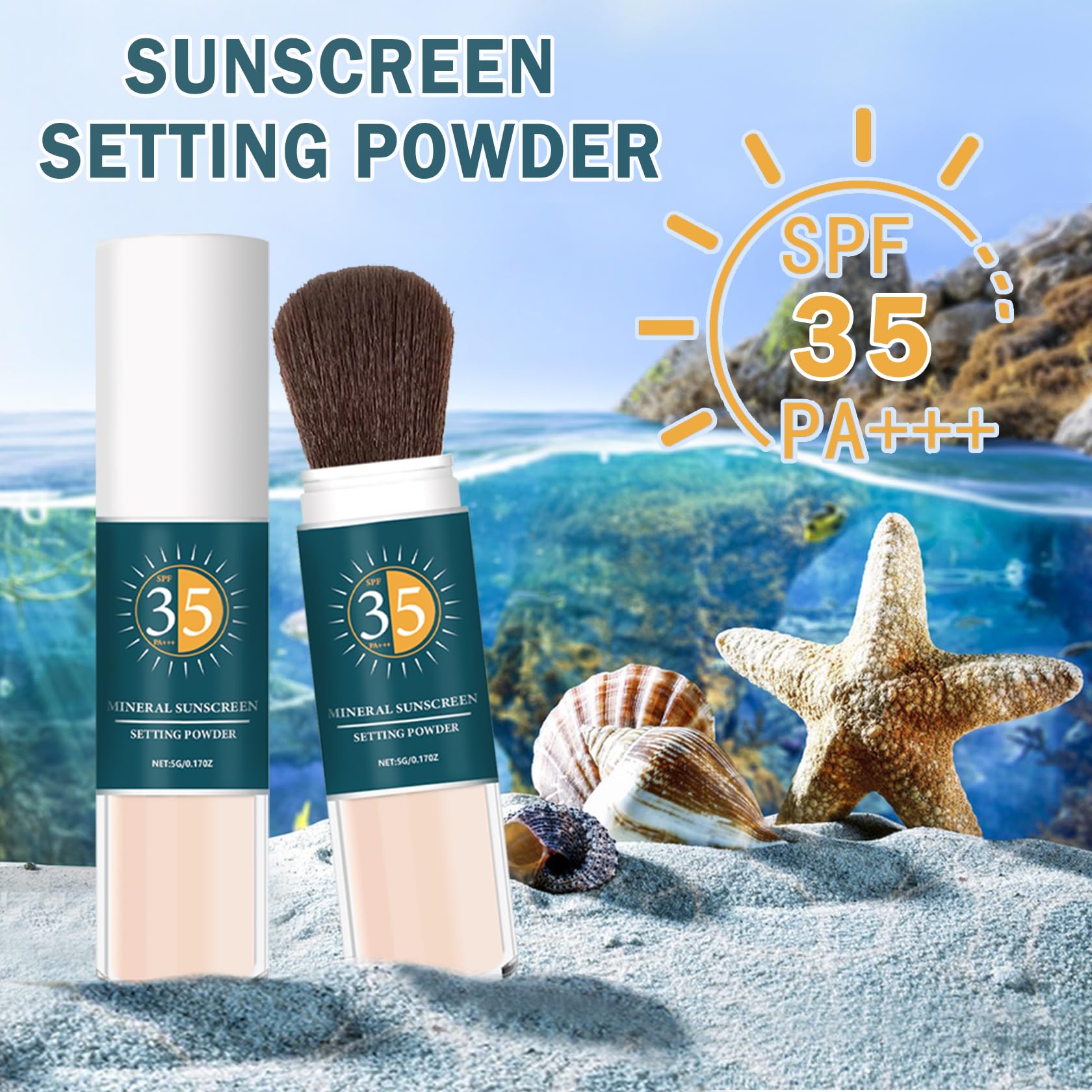 Natural Mineral Sunscreen Powder SPF for Face - Oil Control, Long Lasting & Breathable | Translucent Setting Powder for Makeup | Perfect for Outdoor Activities, Beach & Daily Sun Protection