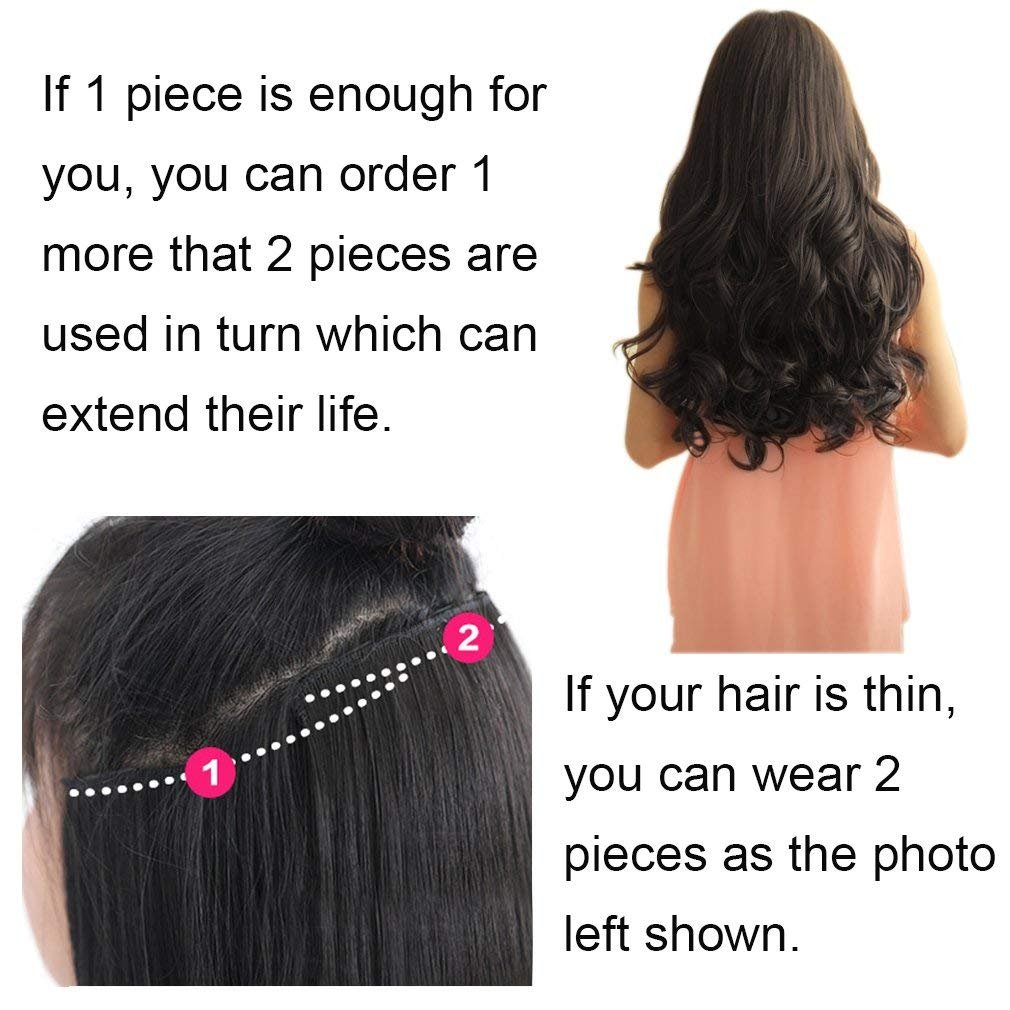 1-Pack 3/4 Full Head Curly Wave Synthetic Hair Extensions for Women - 5 Clips, 4.6oz Each, Medium Brown, 20 Inch - Perfect for Parties, Weddings & Daily Styling