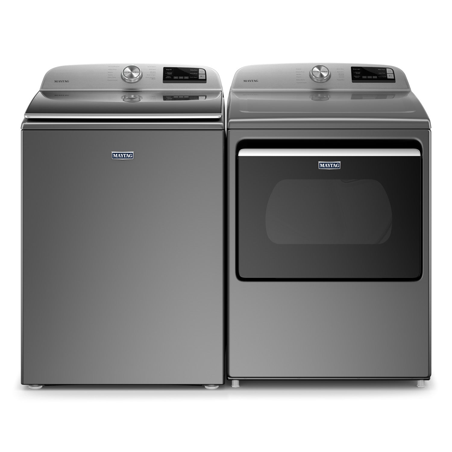 Maytag Metallic Slate Smart Top Load Washer 5.4 cu. ft. & Smart Gas Dryer 7.4 cu. ft. (MVW6230HC/MGD6230HC) - Laundry Set for Large Families, Energy Efficient Appliances for Home Use