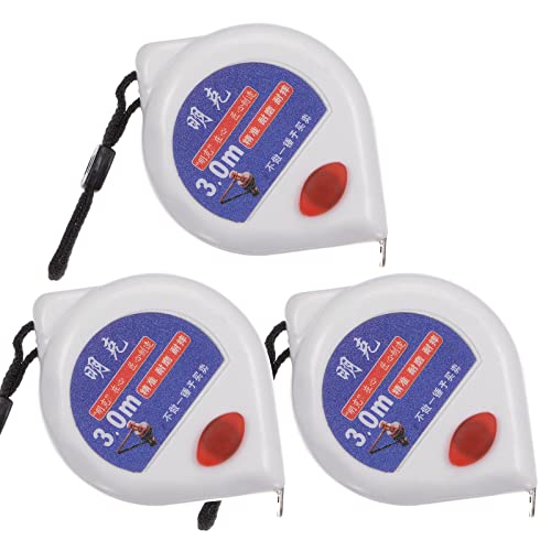 HARFINGTON 3-Pack 10ft / 3m Tape Measure - 16mm Wide Blade with Frosted Finish, ABS Plastic & TPR Rubber Case (White & Blue) - Perfect for Construction, DIY Projects, Home Improvement and Crafting