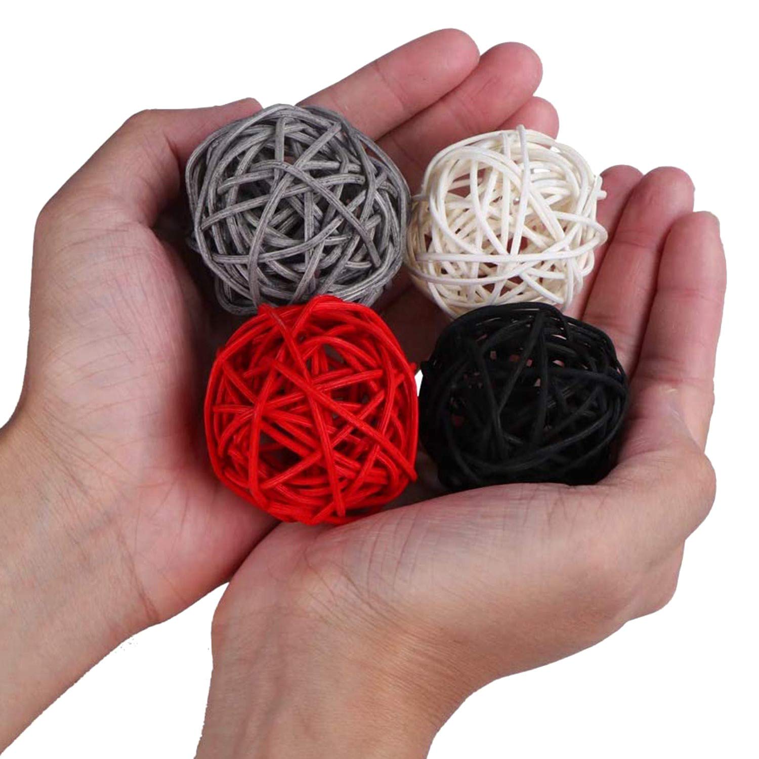 2 Inch Rattan Balls - Decorative DIY Filler Ornaments for Wedding Table Decor (Black, Red, White) | Perfect for Centerpieces, Party Decorations & Home Crafts