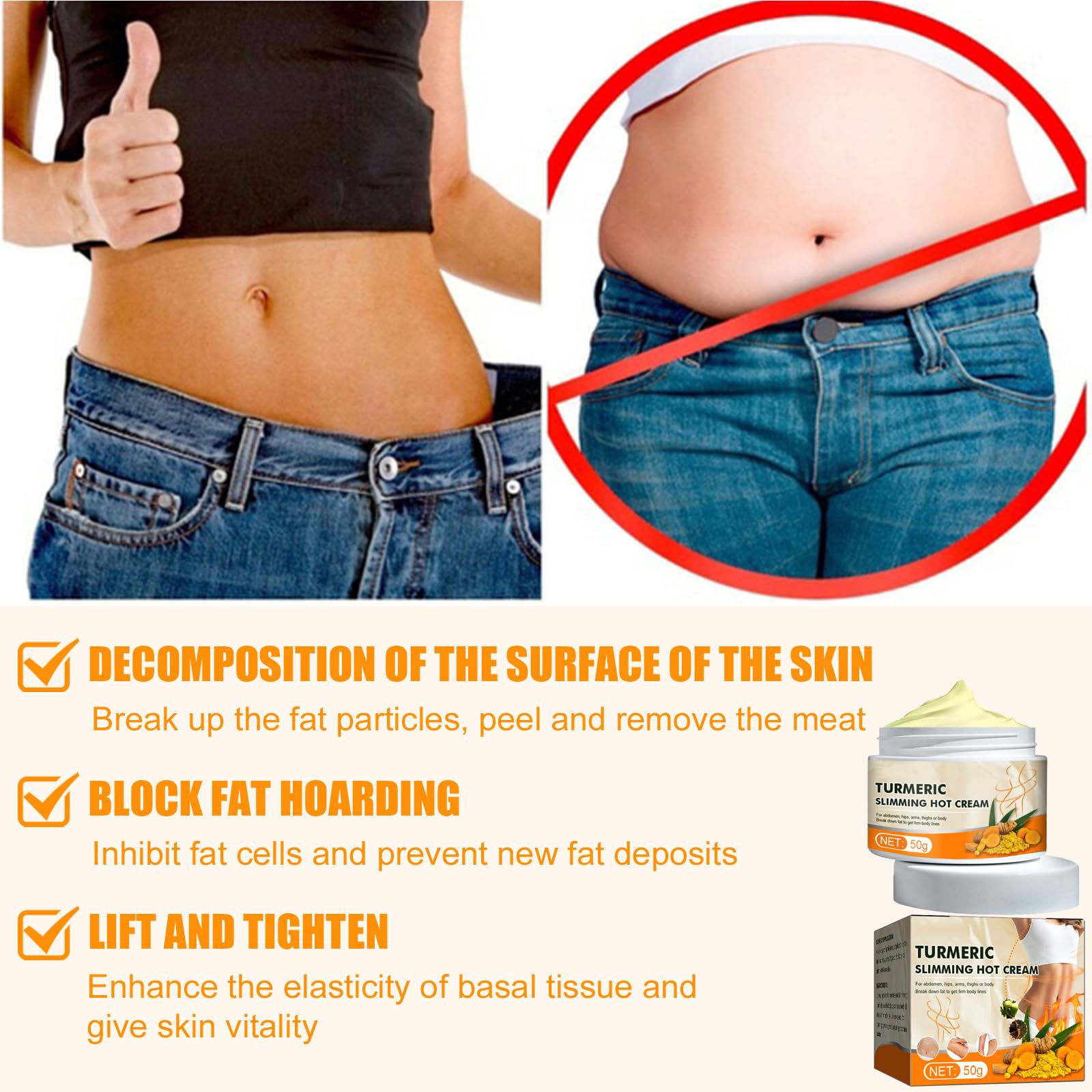 KOAHDE Anti-Cellulite Ginger Cream - Natural Fat Burning & Slimming Massage Cream for Belly, Thighs & Body - Weight Loss & Skin Firming Solution for Home Spa & Post-Workout Recovery