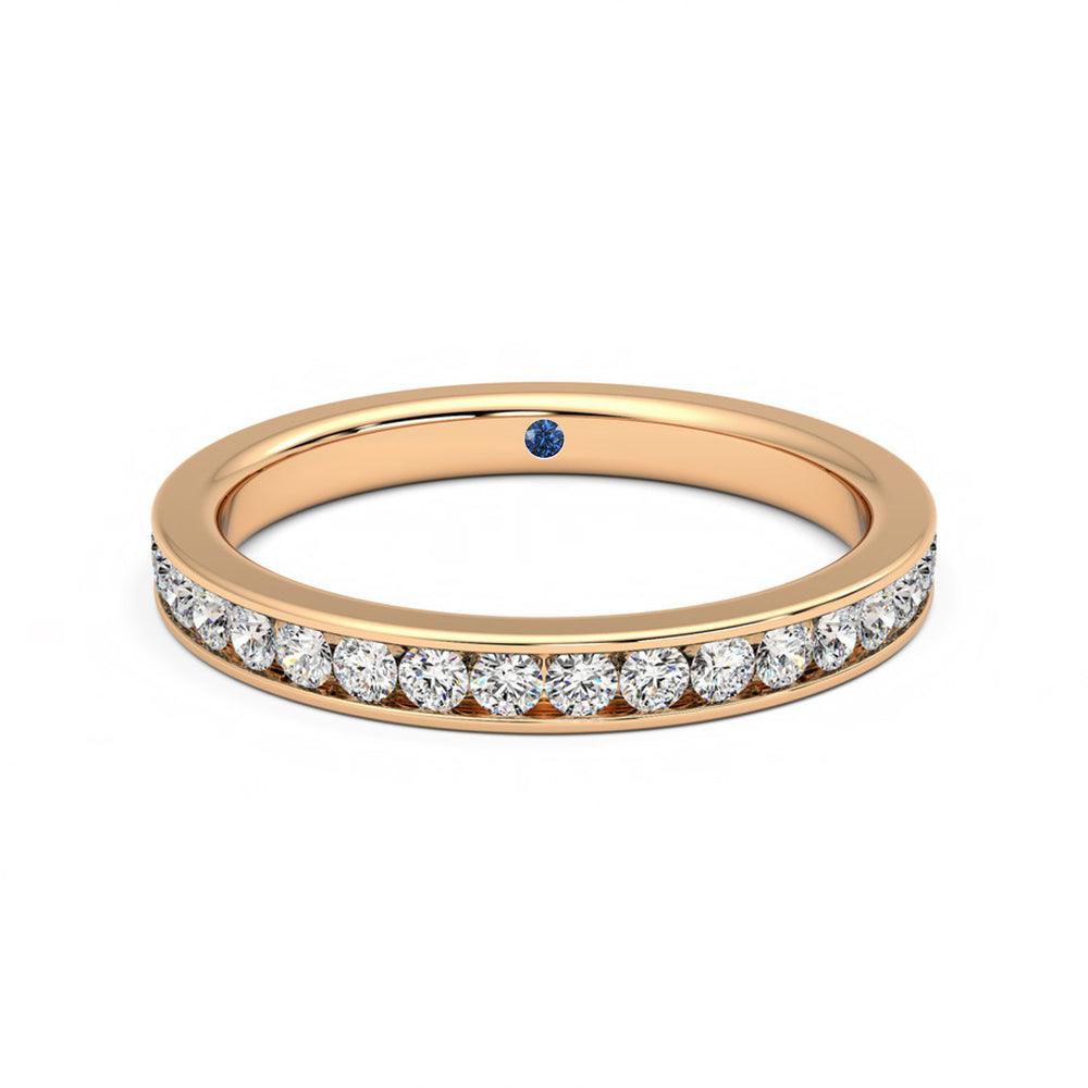 Half Eternity Channel Set Moissanite Wedding Band - Anniversary Ring with Stone Accent - Perfect for Engagement, Wedding & Special Occasions