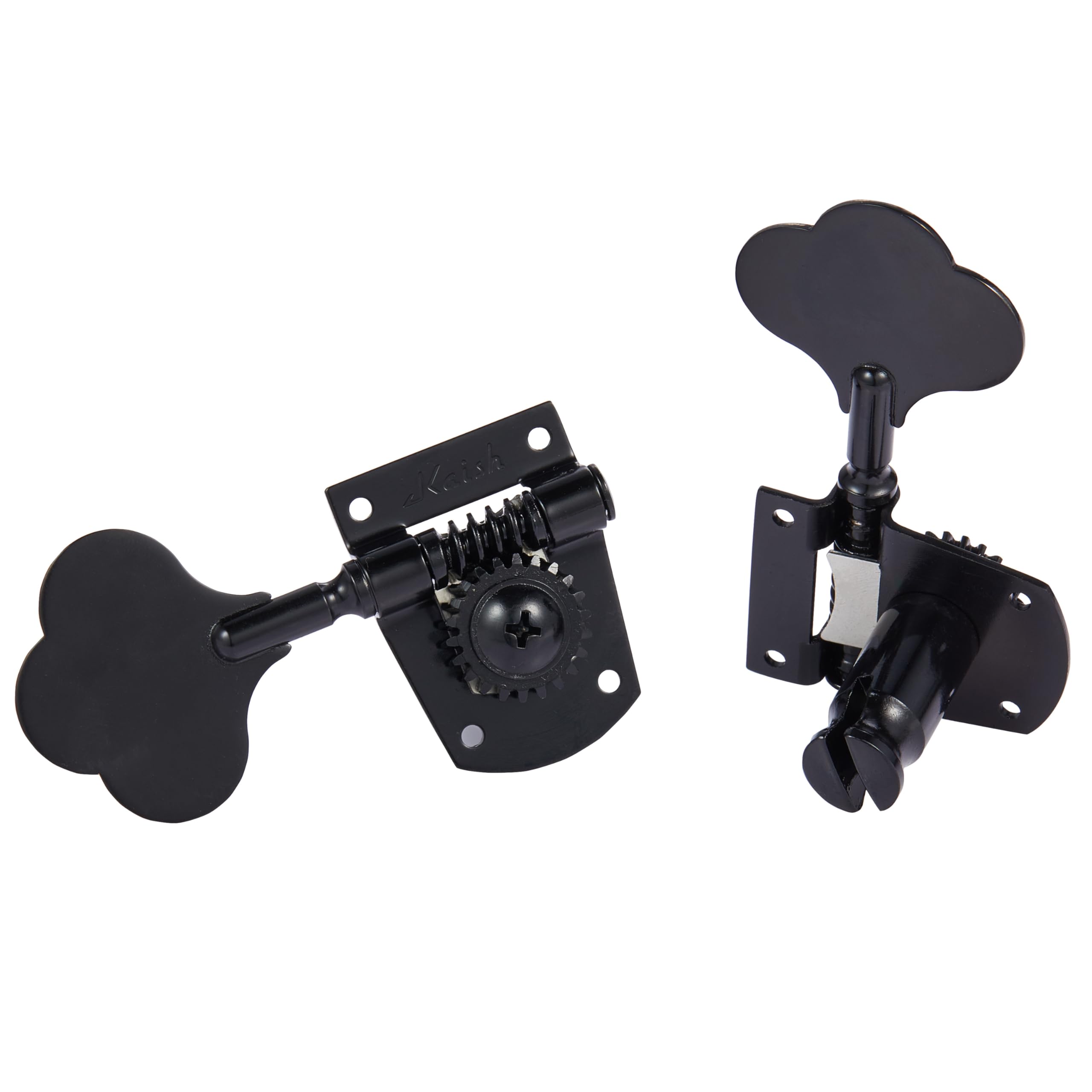 KAISH Black 2+2 Cloverleaf Bass Tuners - Premium Bass Tuning Machines & Keys for Jazz J Bass & Precision P Bass (Fits Standard/Highway One Series) - Perfect for Guitar Maintenance & Professional Bass Upgrades