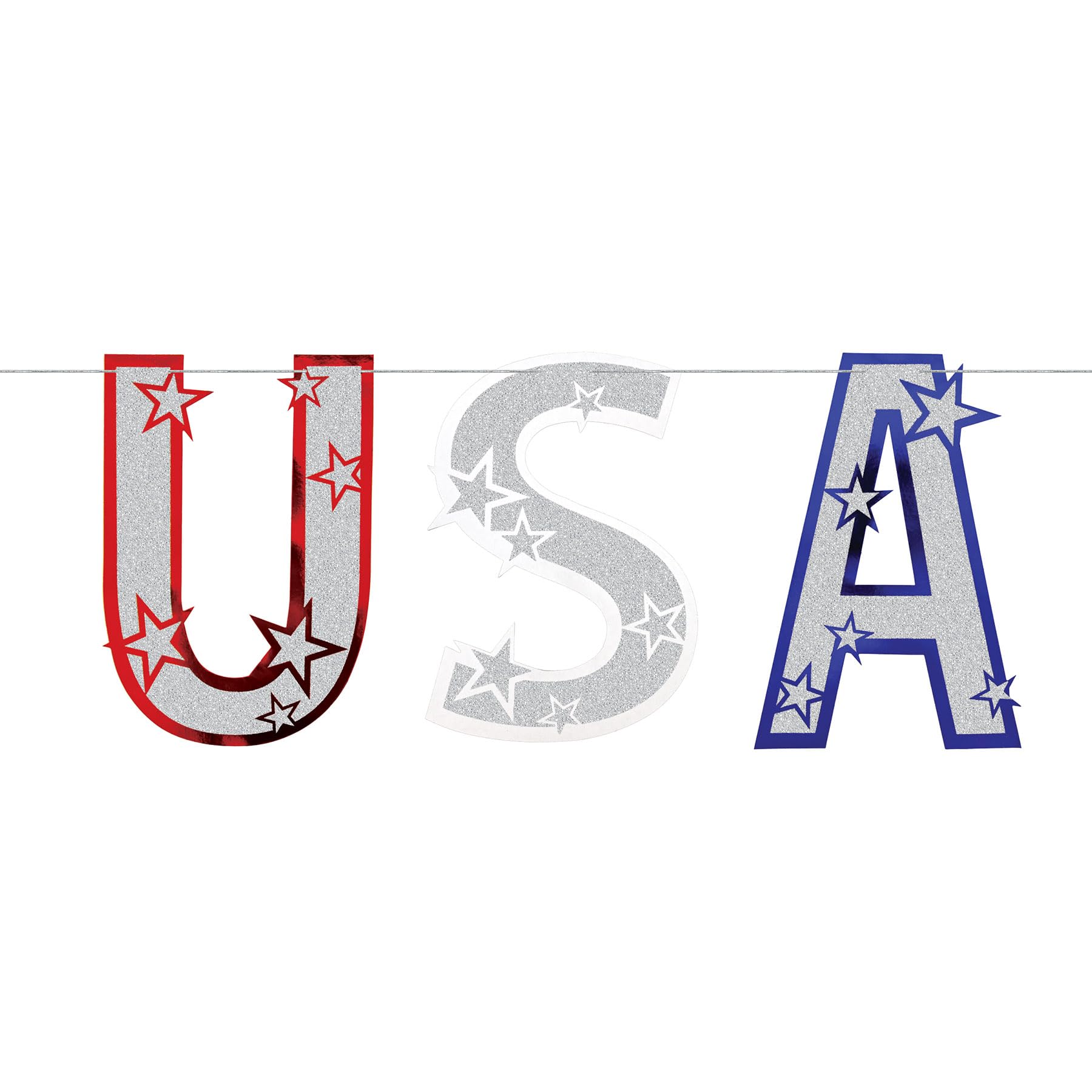 USA Glitter Party Streamers - 1 Count Pack of 1 | Perfect for Birthday Celebrations, Baby Showers & Holiday Decorations