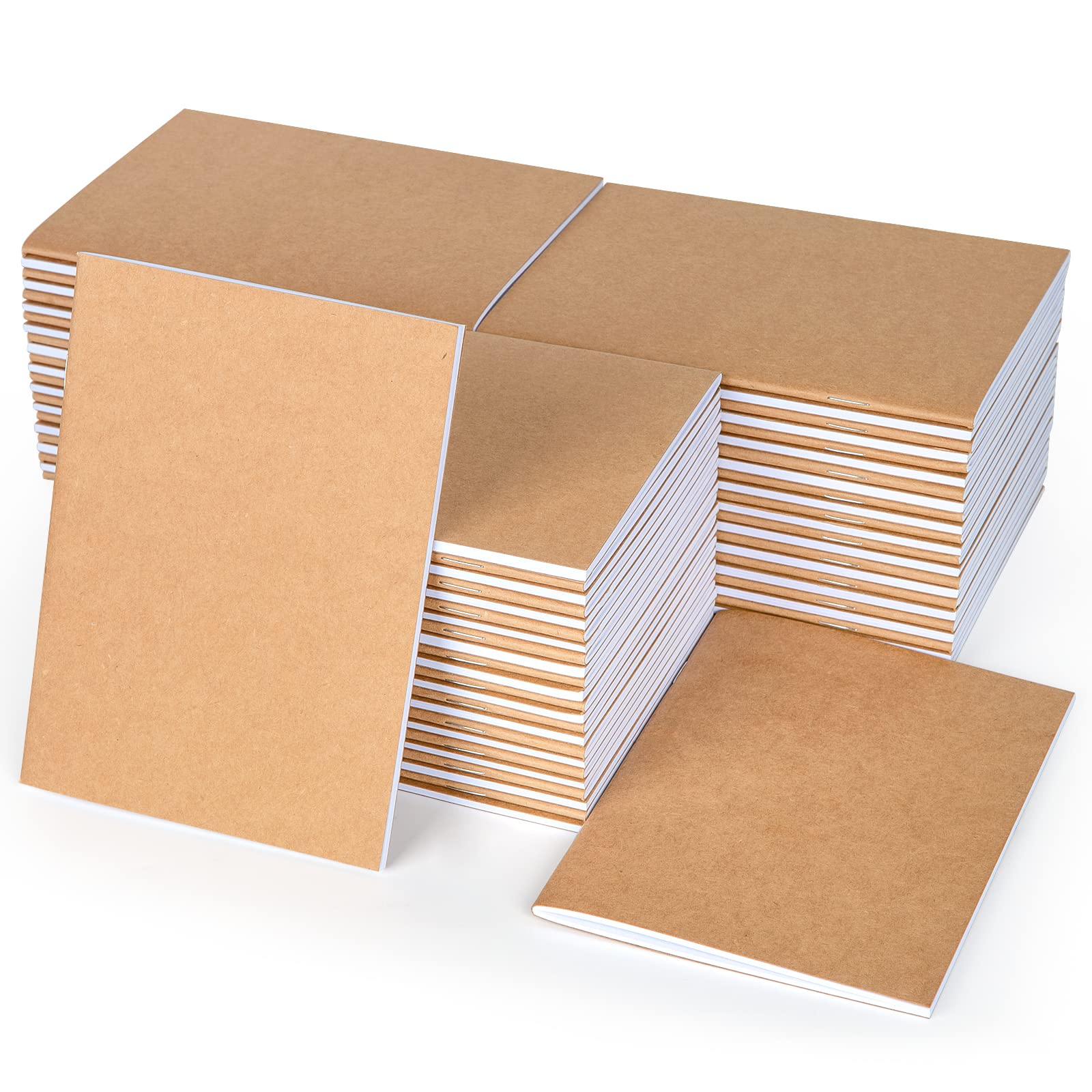 100-Pack Mini Kraft Notebooks - A6 Size (4.1