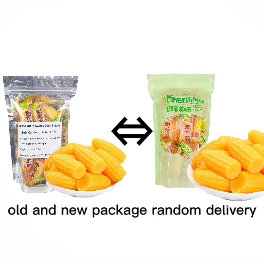 Helen Ou Chinese Snacks Candy - Sweet Corn Flavor Soft Candy & Jelly Drops 250g (8.8oz) | Authentic Asian Treats for Parties, Gifts & Snacking