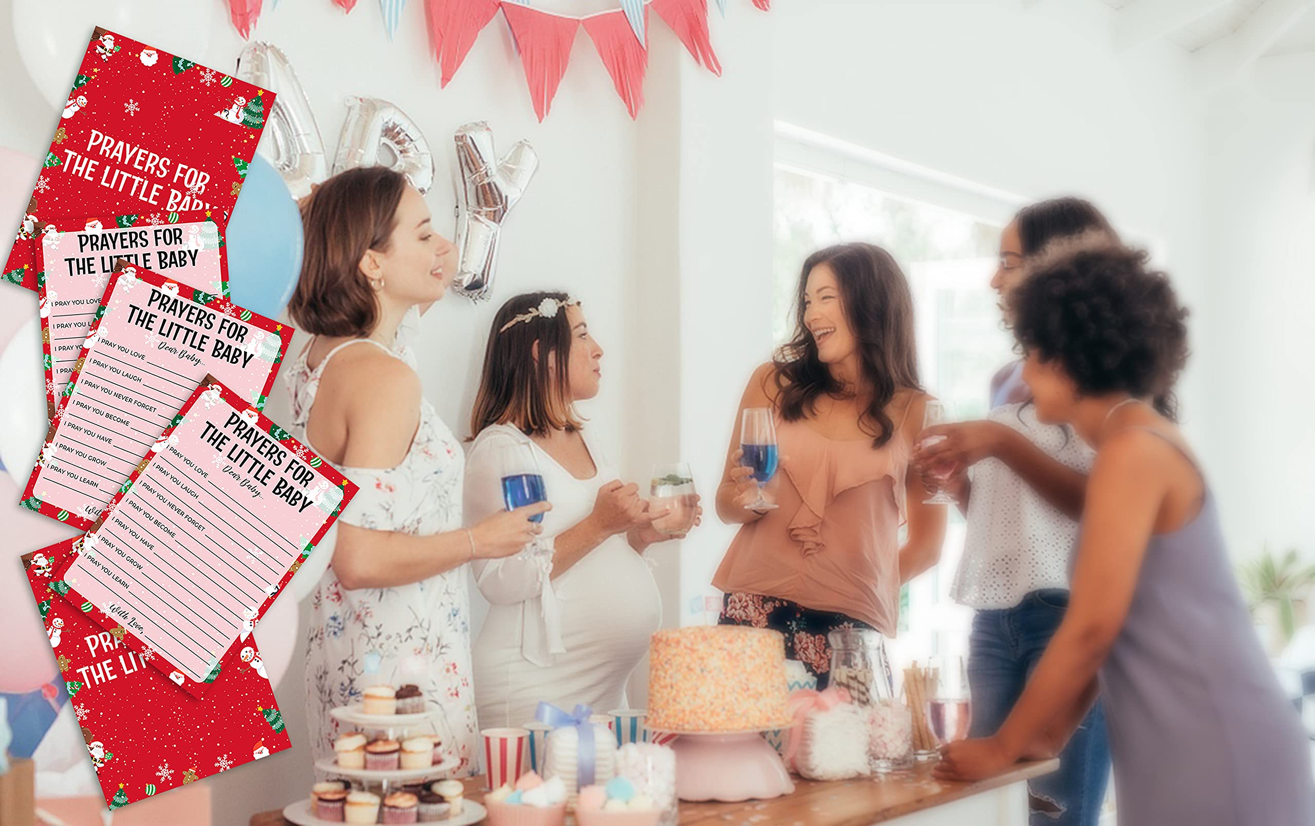 30-Piece Baby Shower Game Cards Set - Gender Neutral Prayers for Baby & Christmas Party Games - Perfect for Baby Showers, Gender Reveals & Holiday Celebrations