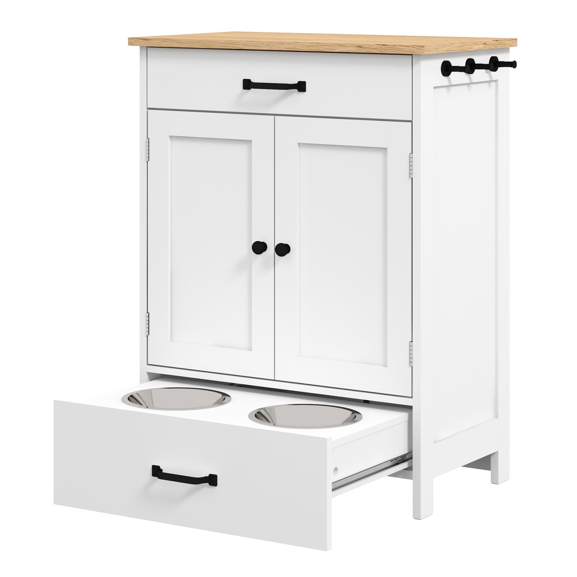 Elevated Dog Bowls with Storage - Adjustable Height Pet Feeding Station & Dog Food Organizer Cabinet - Perfect for Meal Times & Kitchen Organization