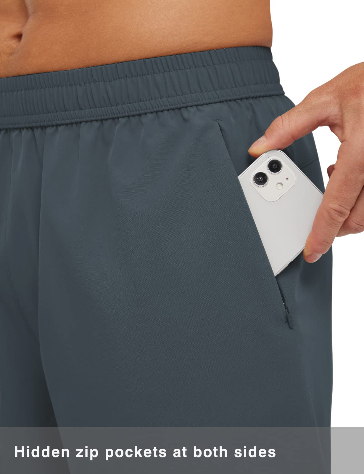 TBMPOY Men's Quick Dry 7'' Shorts with Zipper Pockets - Elastic Waist Lightweight Gym & Training Shorts for Running, Hiking, Workout & Outdoor Activities
