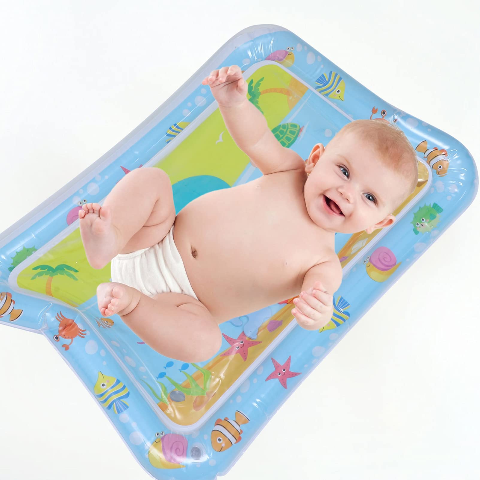 KOMBIUDA Inflatable Water Cushion Play Mat - Blue Plastic Baby Water Mat for Infants & Toddlers - Perfect for Outdoor Play, Pool Parties, and Indoor Sensory Activities