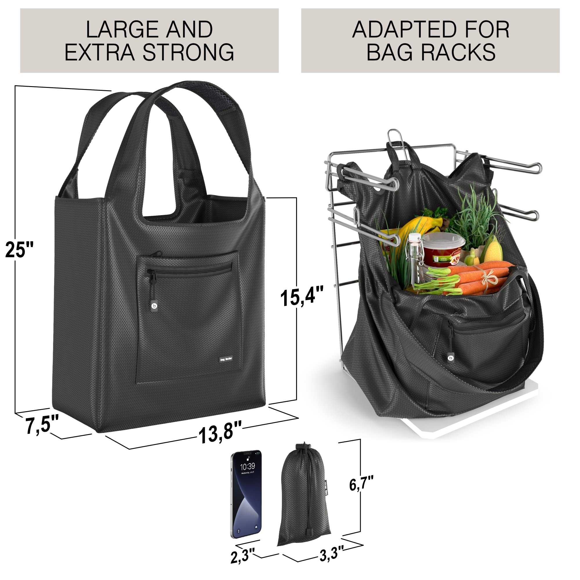 Premium Reusable Grocery Bags - Heavy Duty Foldable Shopping Tote Bags for Groceries, Shopping & Travel | Eco-Friendly & Durable