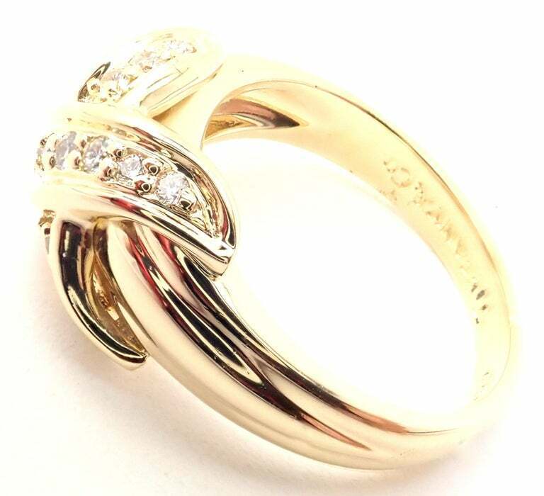 Authentic Tiffany & Co 18K Yellow Gold Diamond Signature X Band Ring for Women - Luxury Wedding, Anniversary & Engagement Jewelry Gift