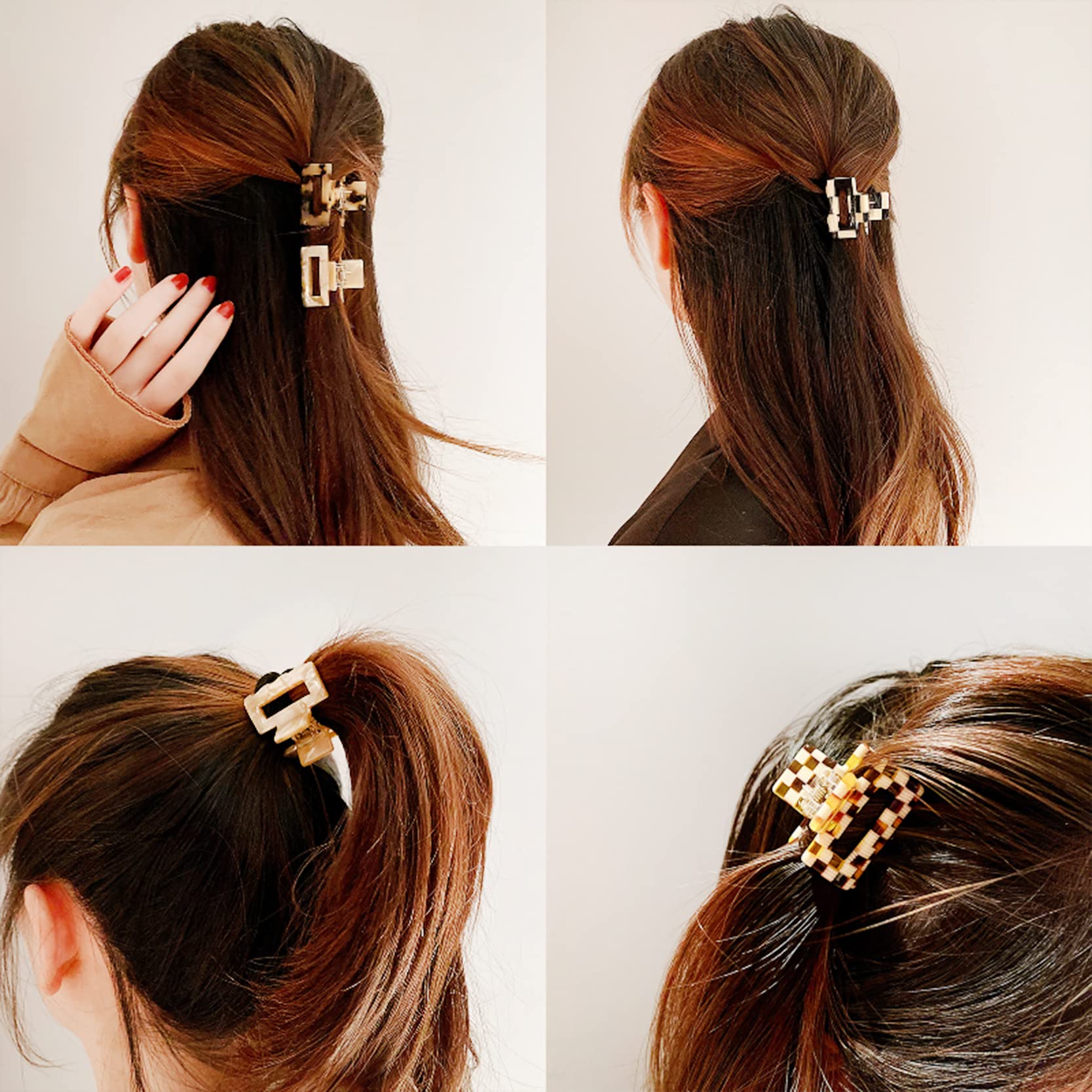4PCS Non-Slip Acetate Hair Clips for Women & Girls - Tiny Claw Hair Clips for Thin to Medium Thick Hair - Perfect for School, Work, Gym & Everyday Styling