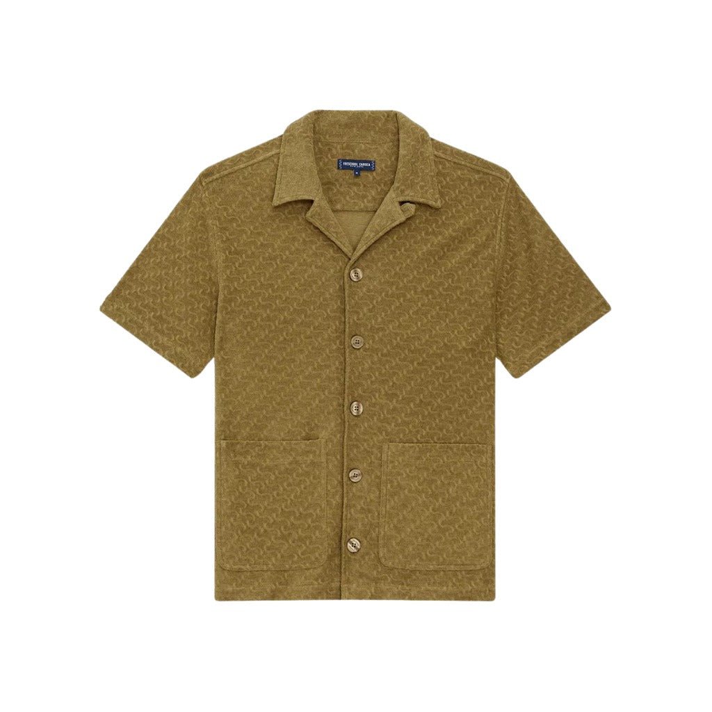 Frescobal Carioca Jacquard Terry Polo Shirt for Men - Soft Spinach Green Cotton Blend - Perfect for Casual Wear, Golf & Outdoor Activities