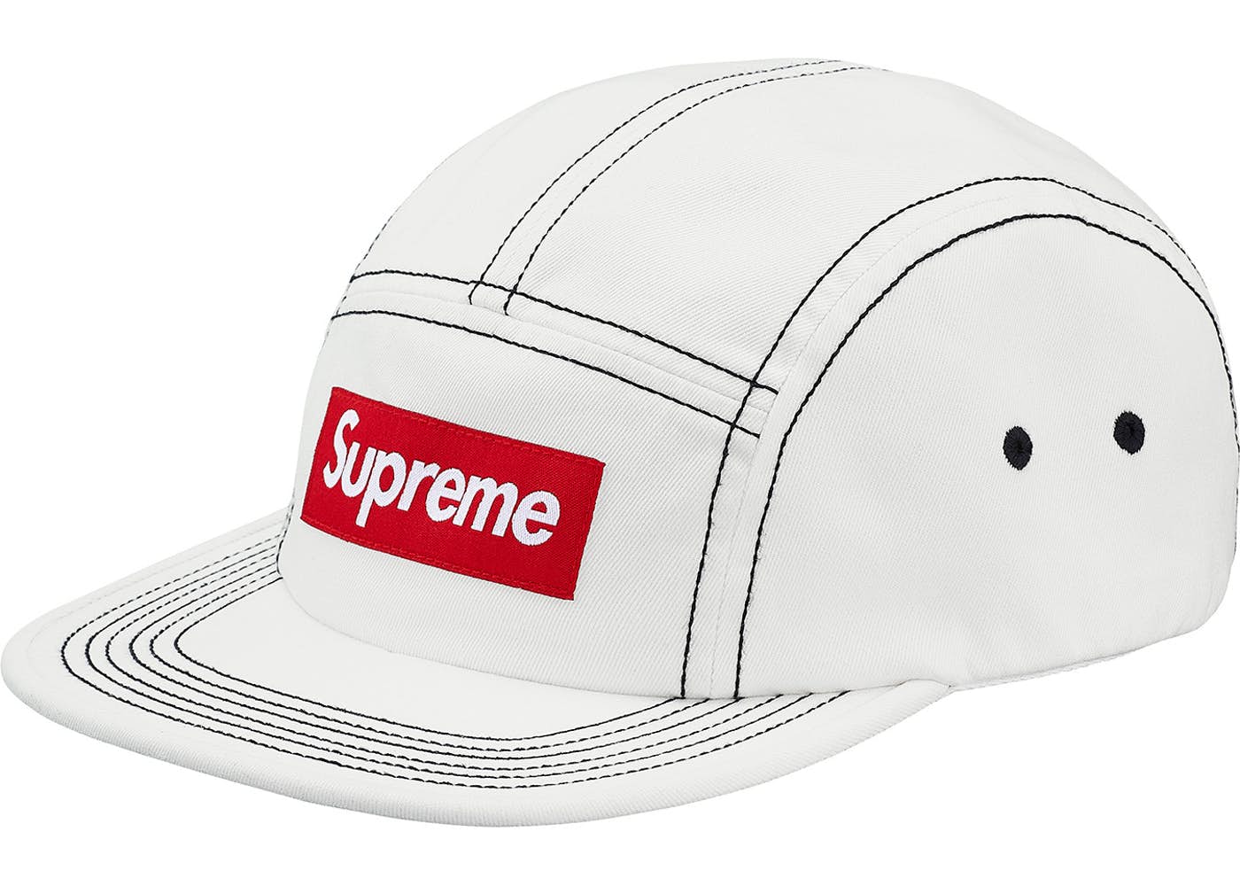 Supreme Contrast Stitch Camp Cap (SS18) White - Stylish Baseball Hat for Men & Women - Perfect for Streetwear, Hip Hop Fashion and Outdoor Activities