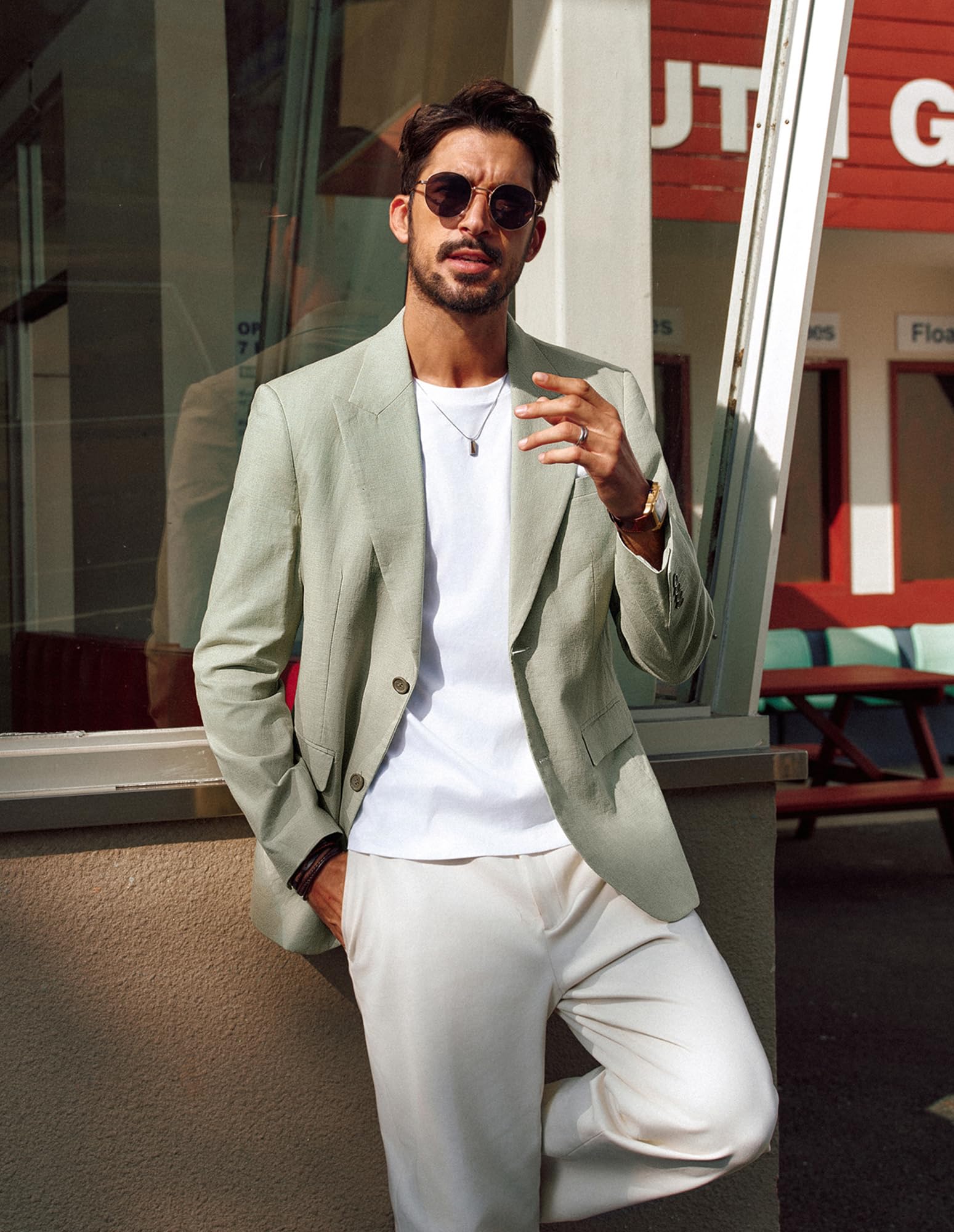 PJ PAUL JONES Men's Casual Blazer - Lightweight Cotton-Linen Sport Coat with 2 Buttons & Lining | Perfect for Office, Weddings & Business Casual Outfits