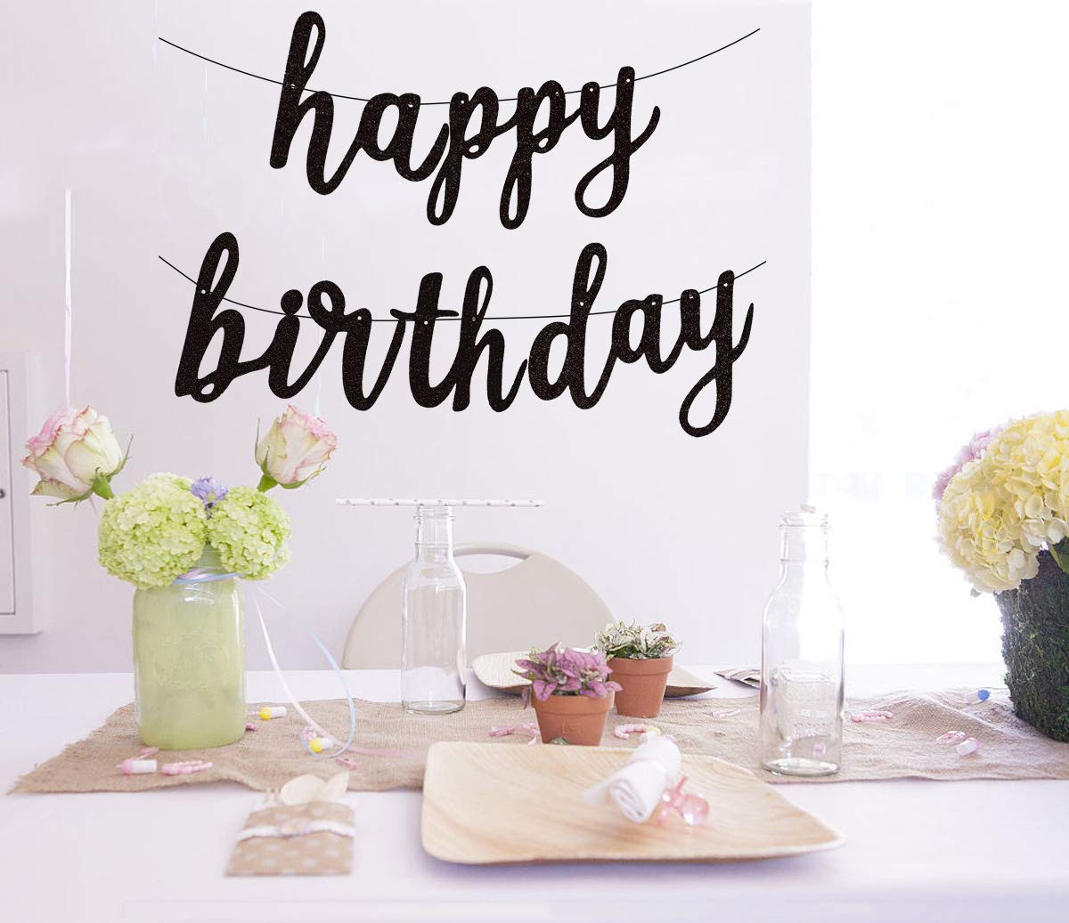 Fecedy Black Happy Birthday Alphabet Banner - Premium Party Decorations for Birthday Celebrations, Baby Showers & Special Events