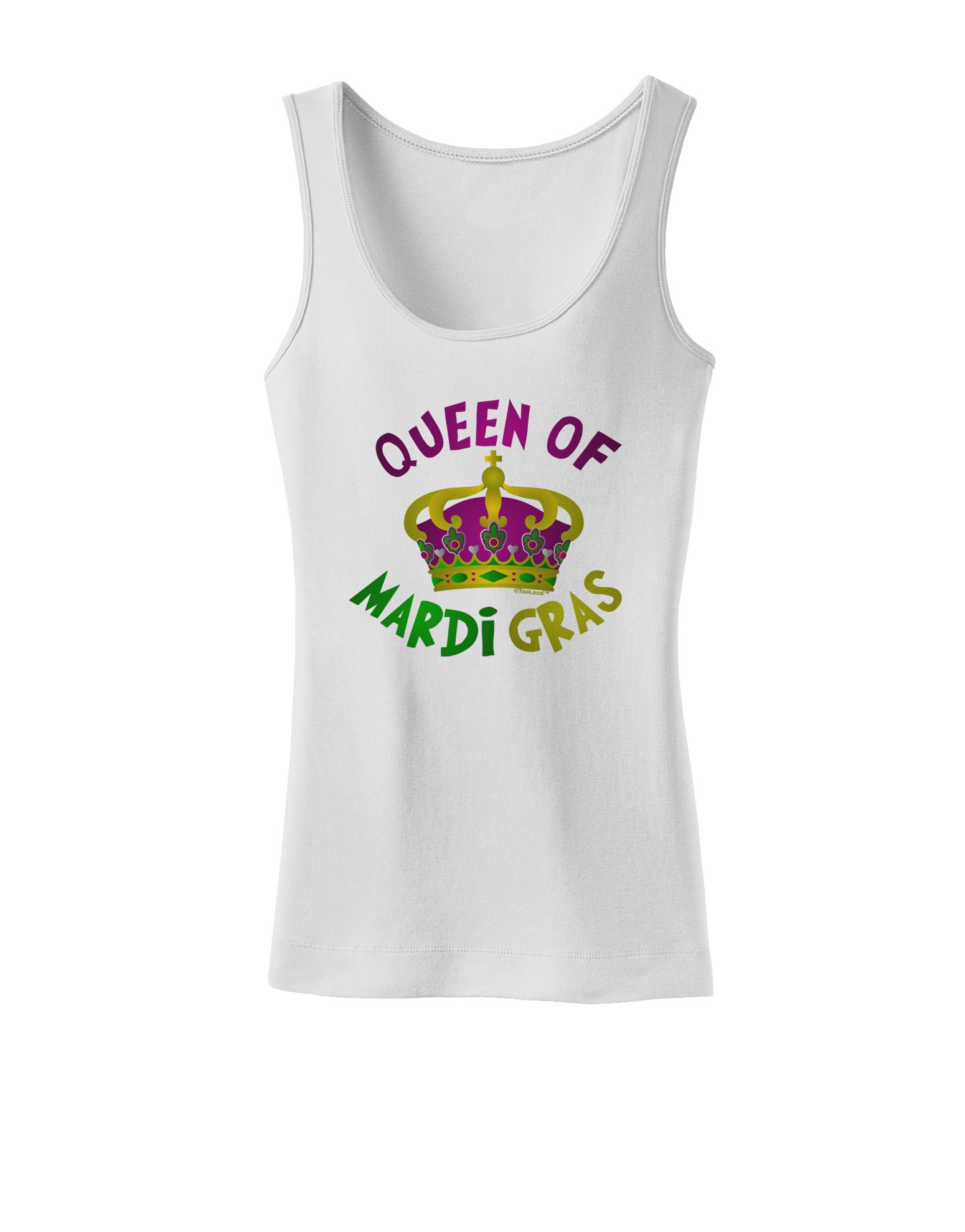 TOOLOUD Women's Petite Tank Top - Queen of Mardi Gras Design, Comfortable Stretch Fit for Festivals, Parties & Casual Wear