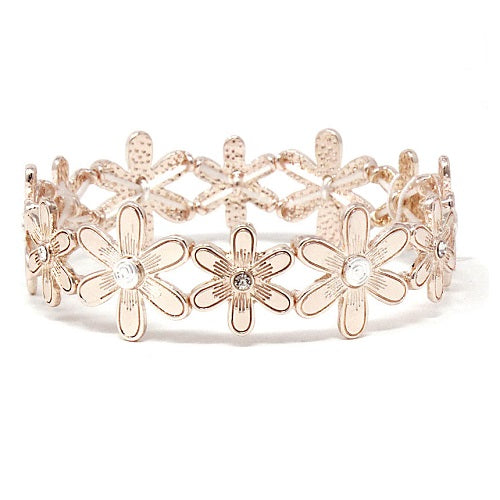 Elegant Rose Gold Flower Bracelet for Women - Perfect for Weddings, Parties & Everyday Wear